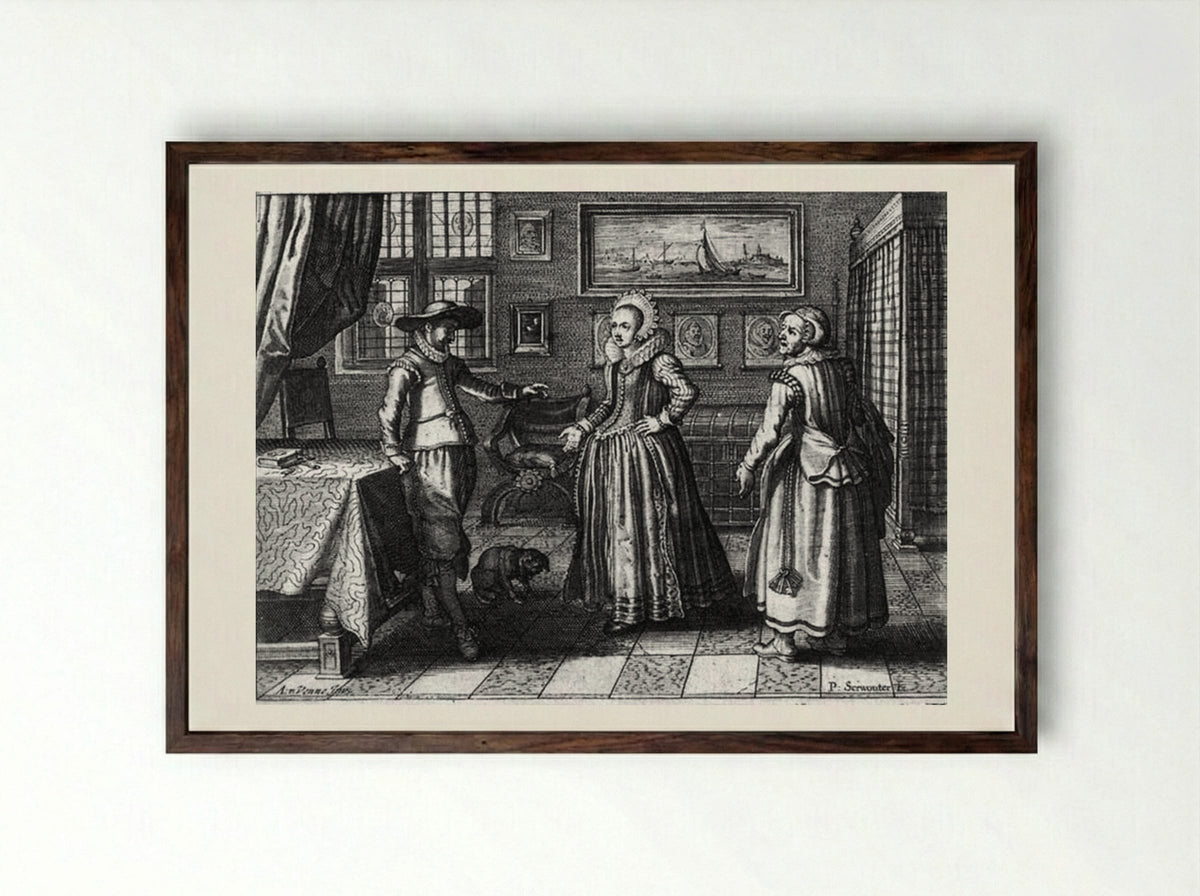 Untitled (Interior Scene with Figures) - Adriaen van de Venne - Framed Print Dark Wood