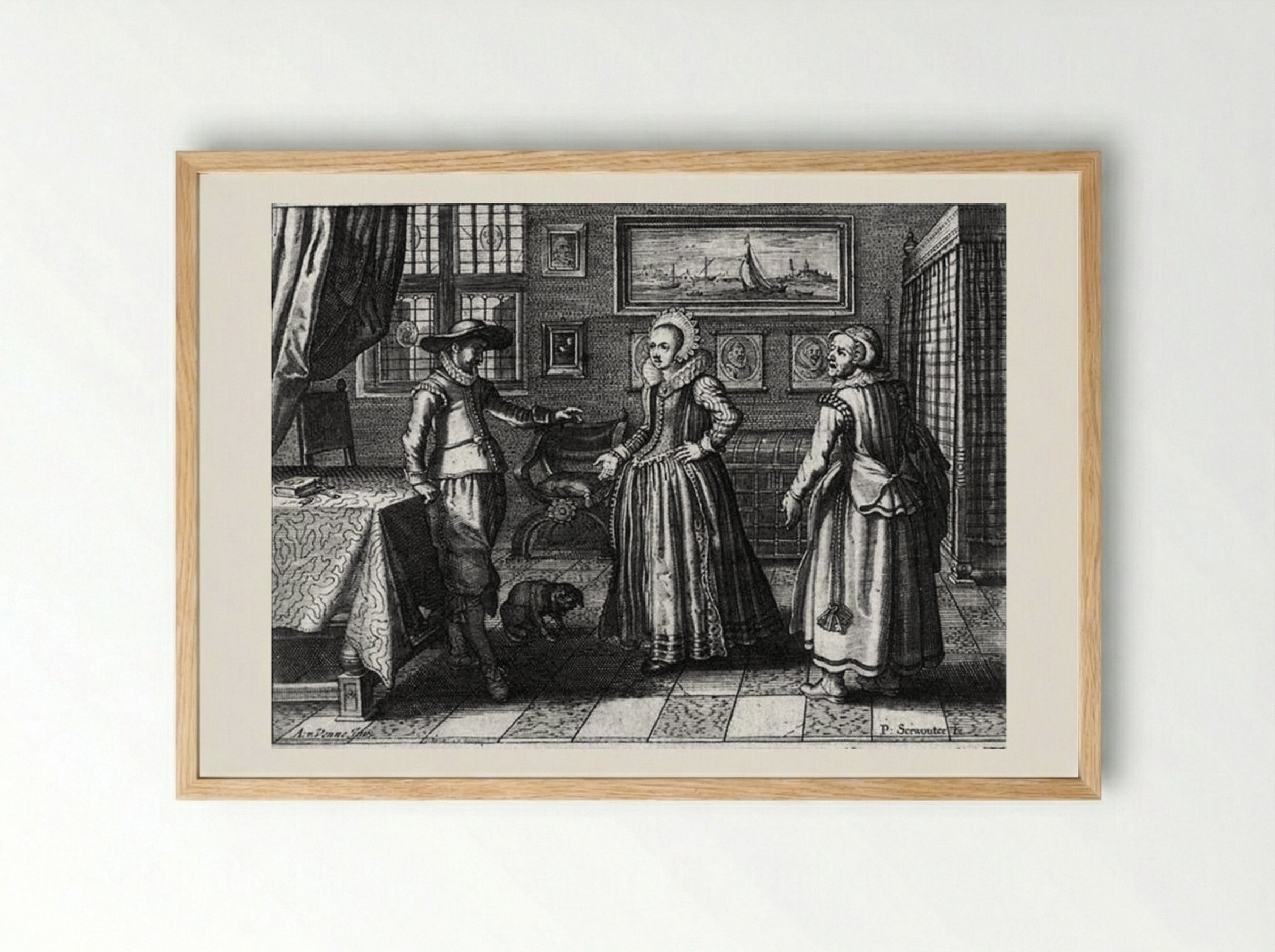 Untitled (Interior Scene with Figures) - Adriaen van de Venne - Framed Print Wood