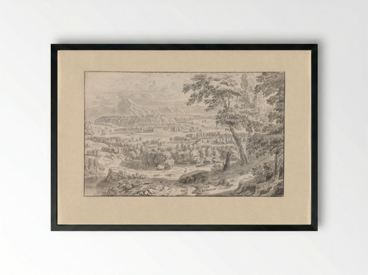Untitled (Italianate View with Figures) - Teodor Lubieniecki - Framed Print Black