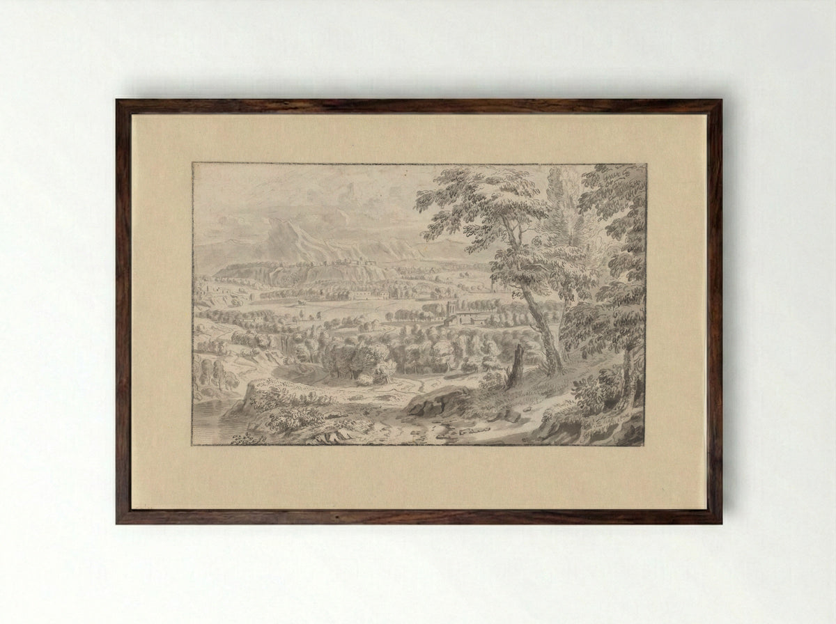 Untitled (Italianate View with Figures) - Teodor Lubieniecki - Framed Print Dark Wood
