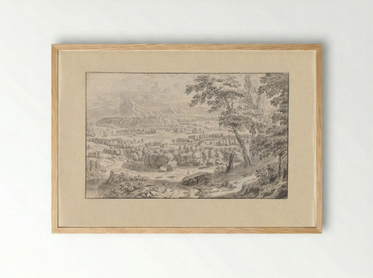 Untitled (Italianate View with Figures) - Teodor Lubieniecki - Framed Print Wood