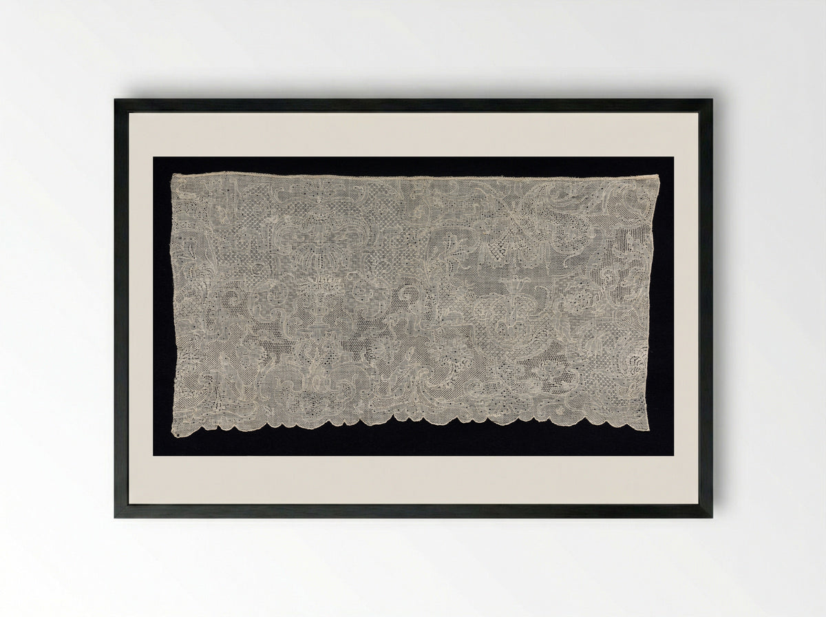 Untitled (Lace Border Strip, Needlework) - Fine Art Print - Framed Print Black