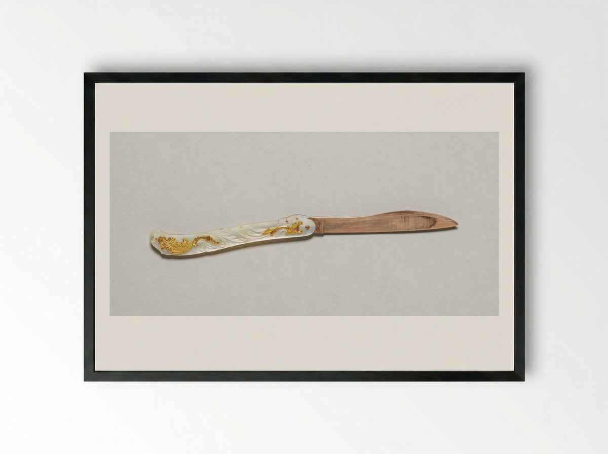 Untitled (Letter Opener with Mother-of-Pearl and Gilt Inlay) - Fine Art Print - Framed Print Black