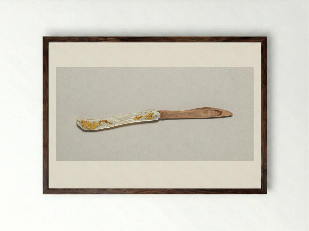 Untitled (Letter Opener with Mother-of-Pearl and Gilt Inlay) - Fine Art Print - Framed Print Dark Wood