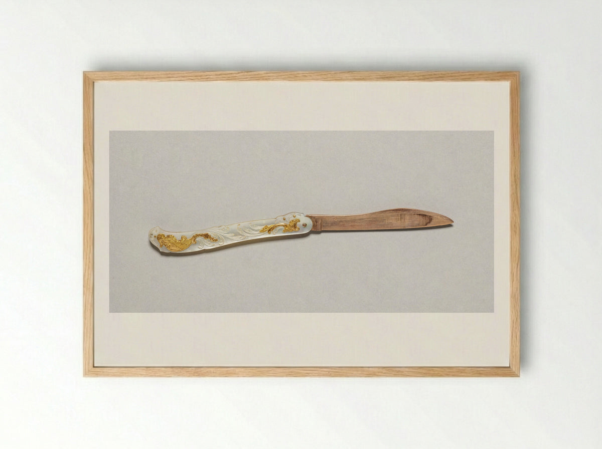 Untitled (Letter Opener with Mother-of-Pearl and Gilt Inlay) - Fine Art Print - Framed Print Wood