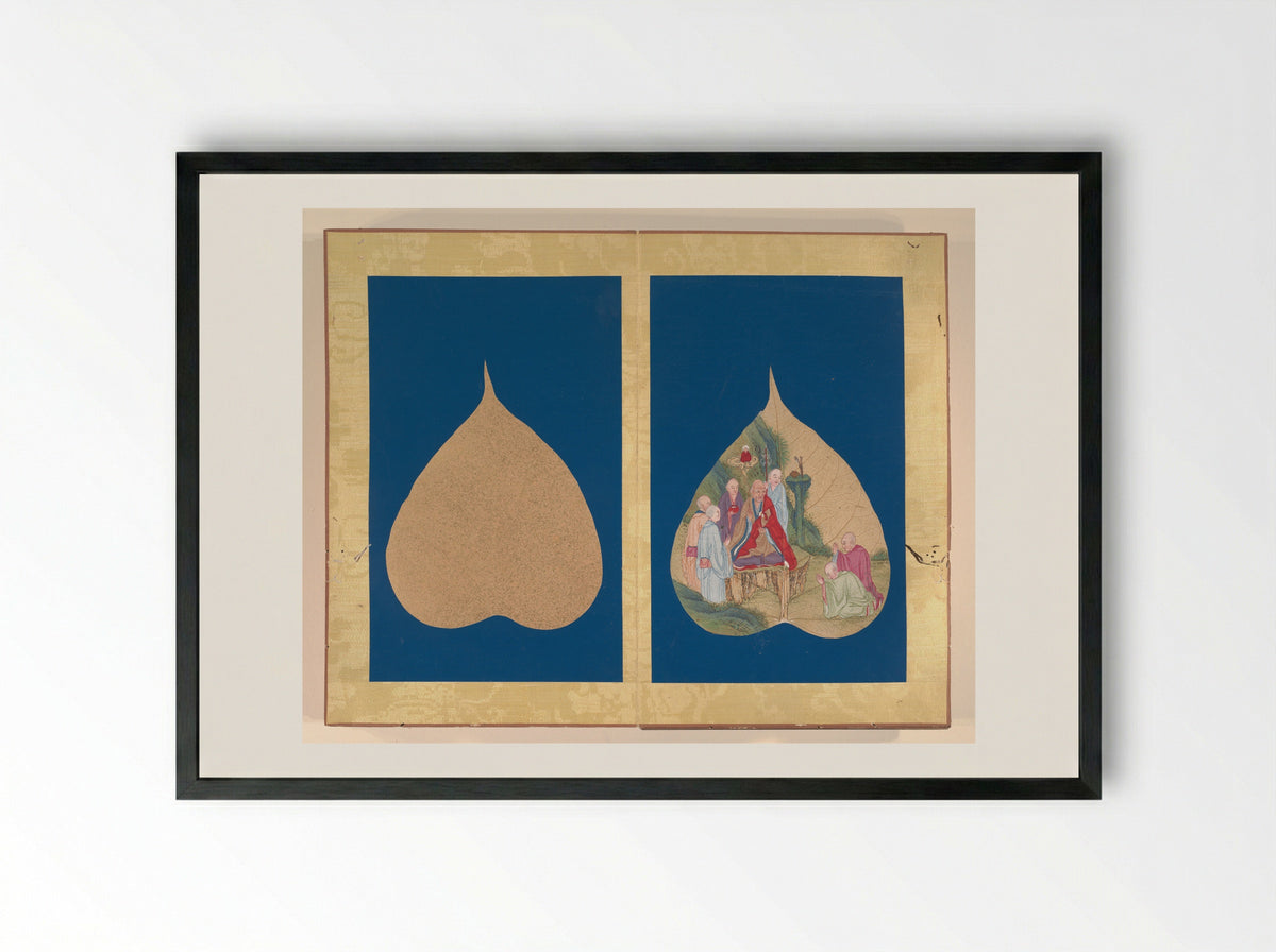 Untitled (Luohans on Bodhi Leaf) - Fine Art Print - Framed Print Black