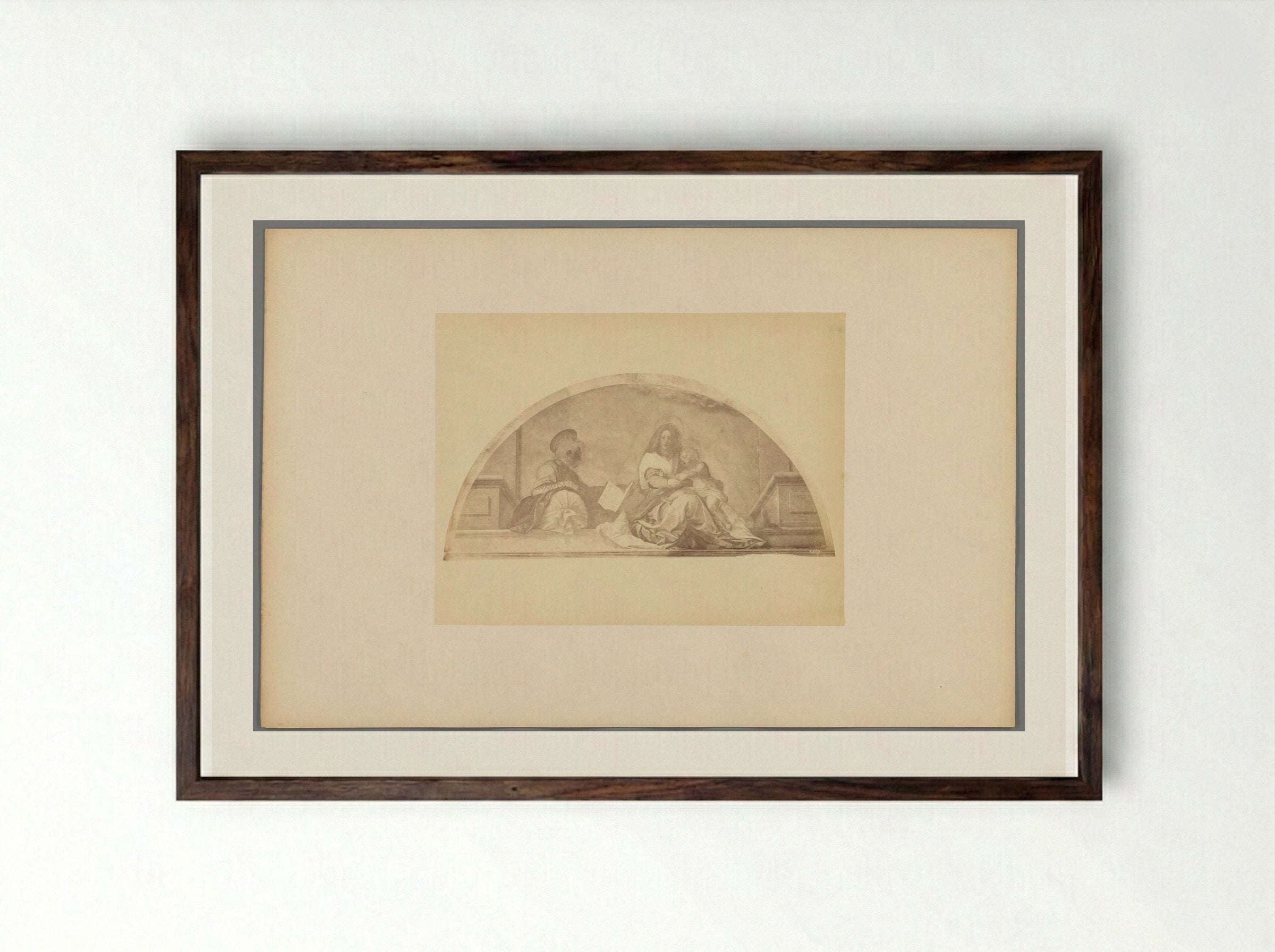 Untitled (Madonna and Child with a Saint) - Fratelli Alinari - Framed Print Dark Wood