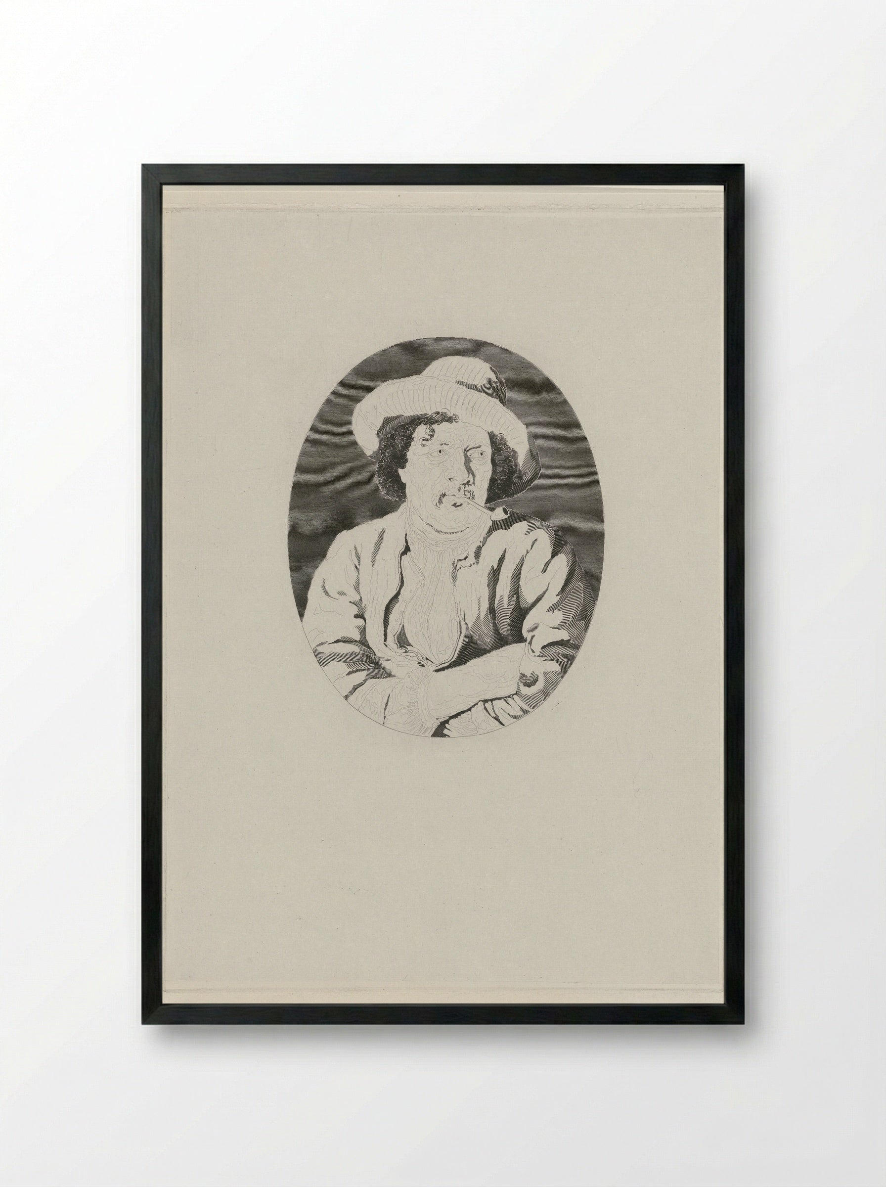 Untitled (Man Smoking a Pipe) - Johannes Philippus Lange - Framed Print Black