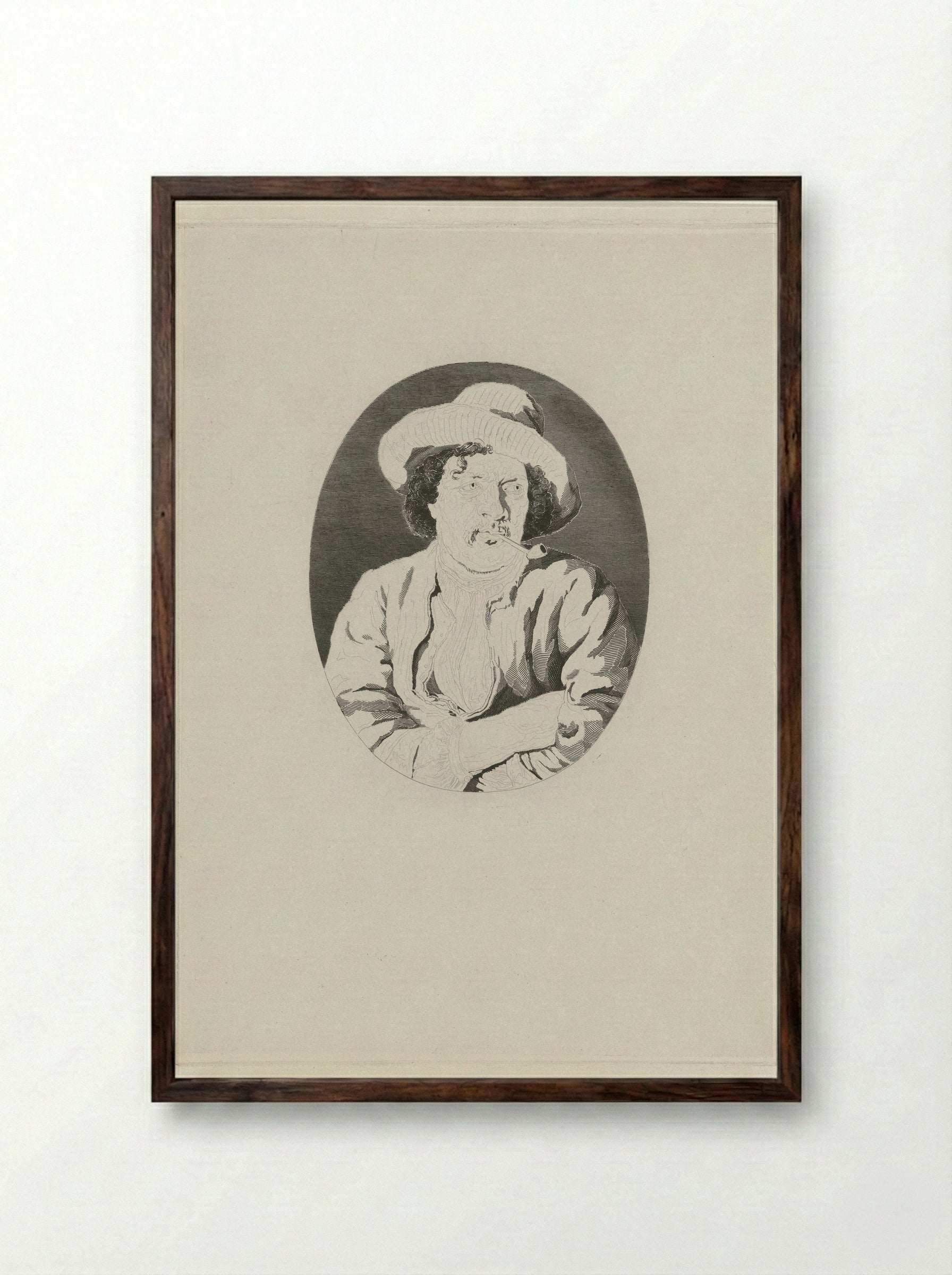 Untitled (Man Smoking a Pipe) - Johannes Philippus Lange - Framed Print Dark Wood
