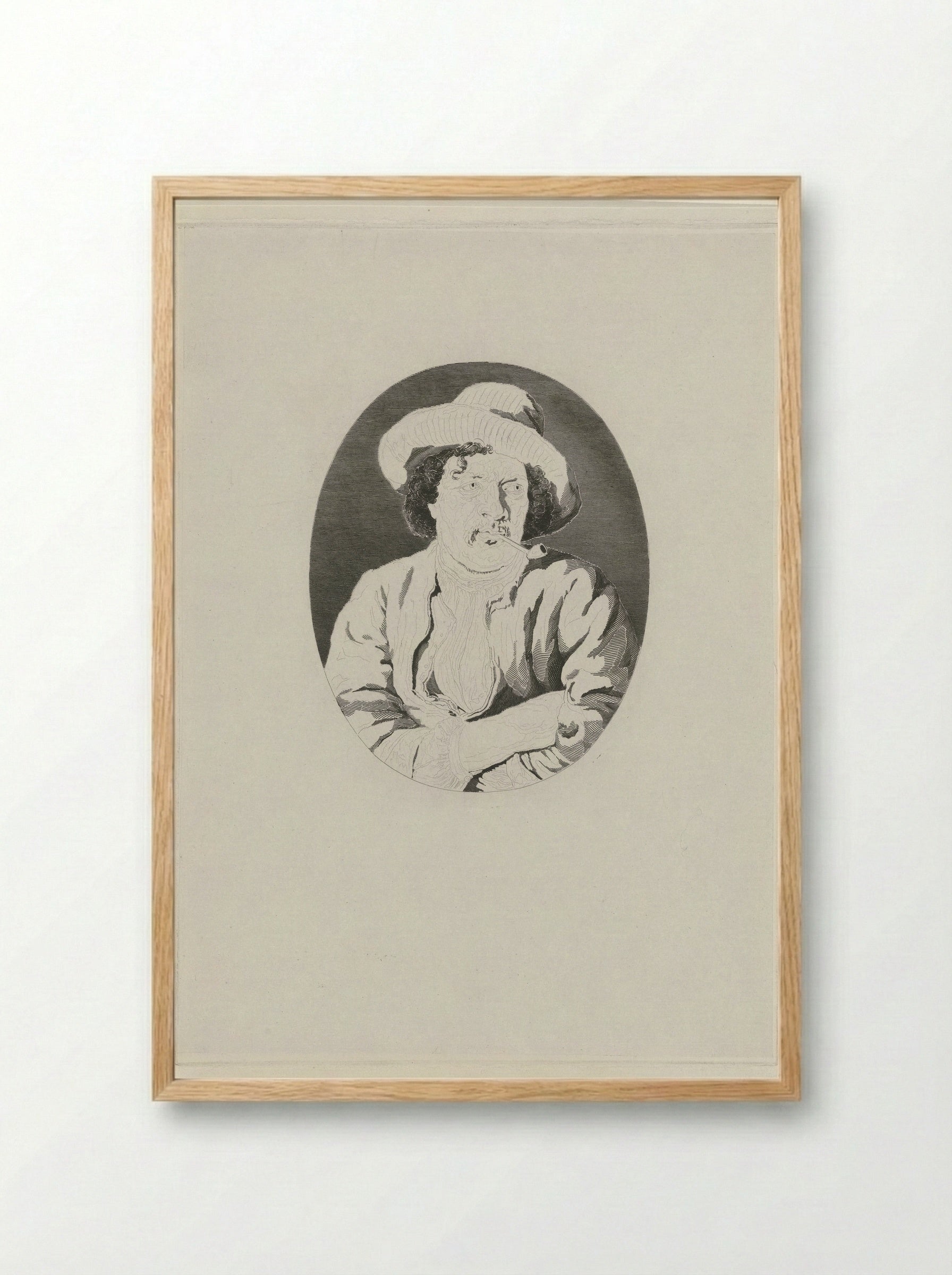 Untitled (Man Smoking a Pipe) - Johannes Philippus Lange - Framed Print Wood