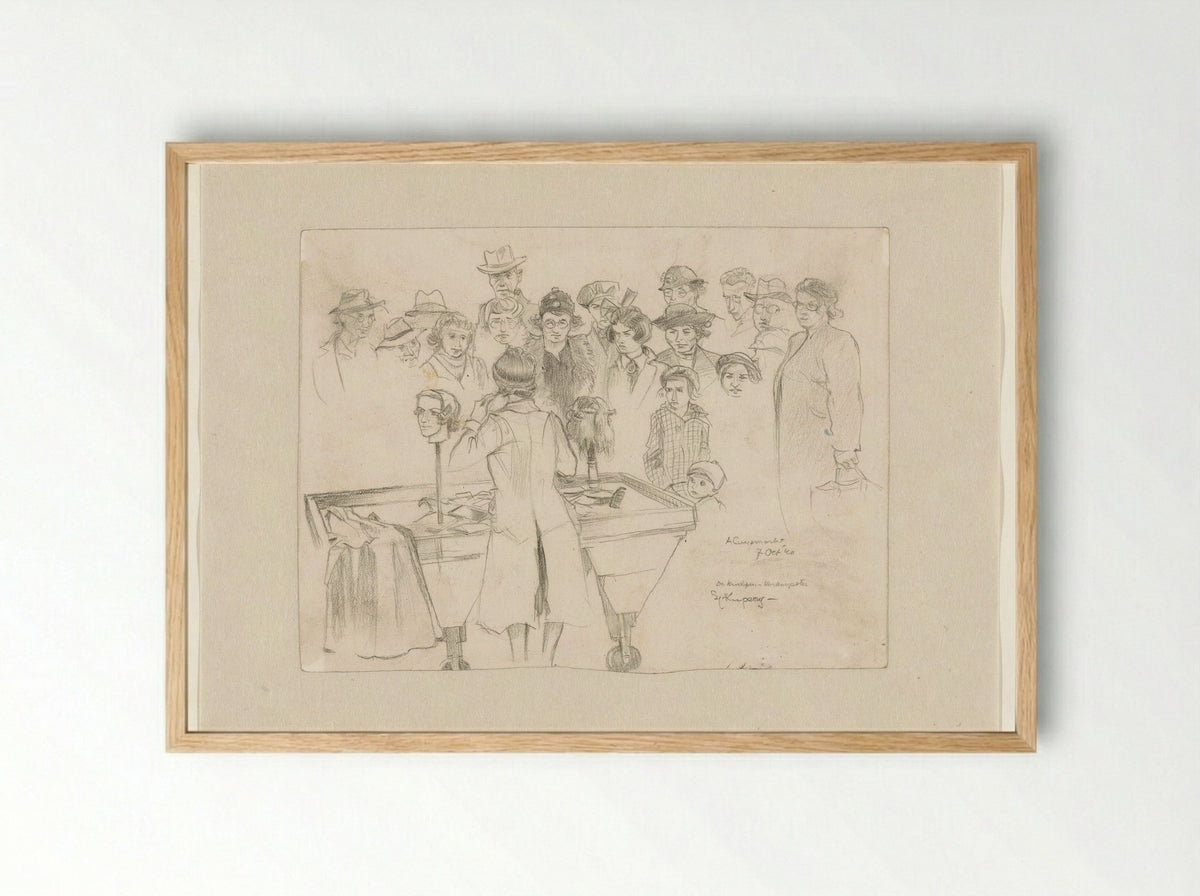 Untitled (Market Scene) - Sykupany - Framed Print Wood