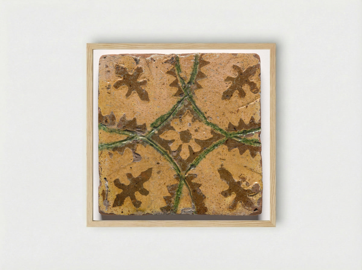 Untitled (Medieval Floor Tile with Floral Motif) - Fine Art Print - Framed Print Wood
