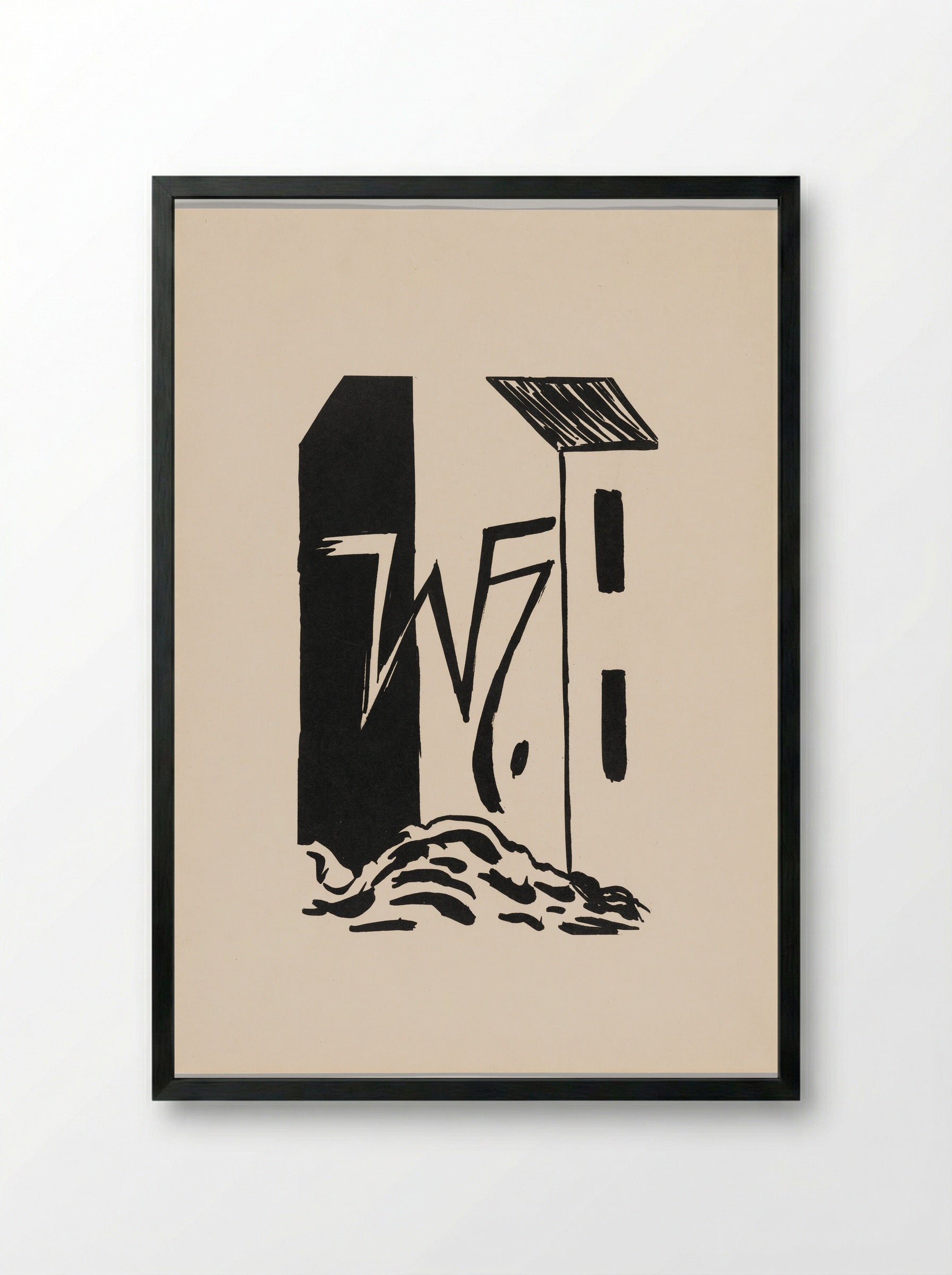 Untitled (Monogram and Architectural Form) - Werner Heldt - Framed Print Black