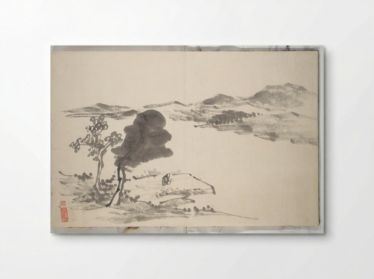 Untitled (Mountainous View with Figure) - Hine Taizan - Poster