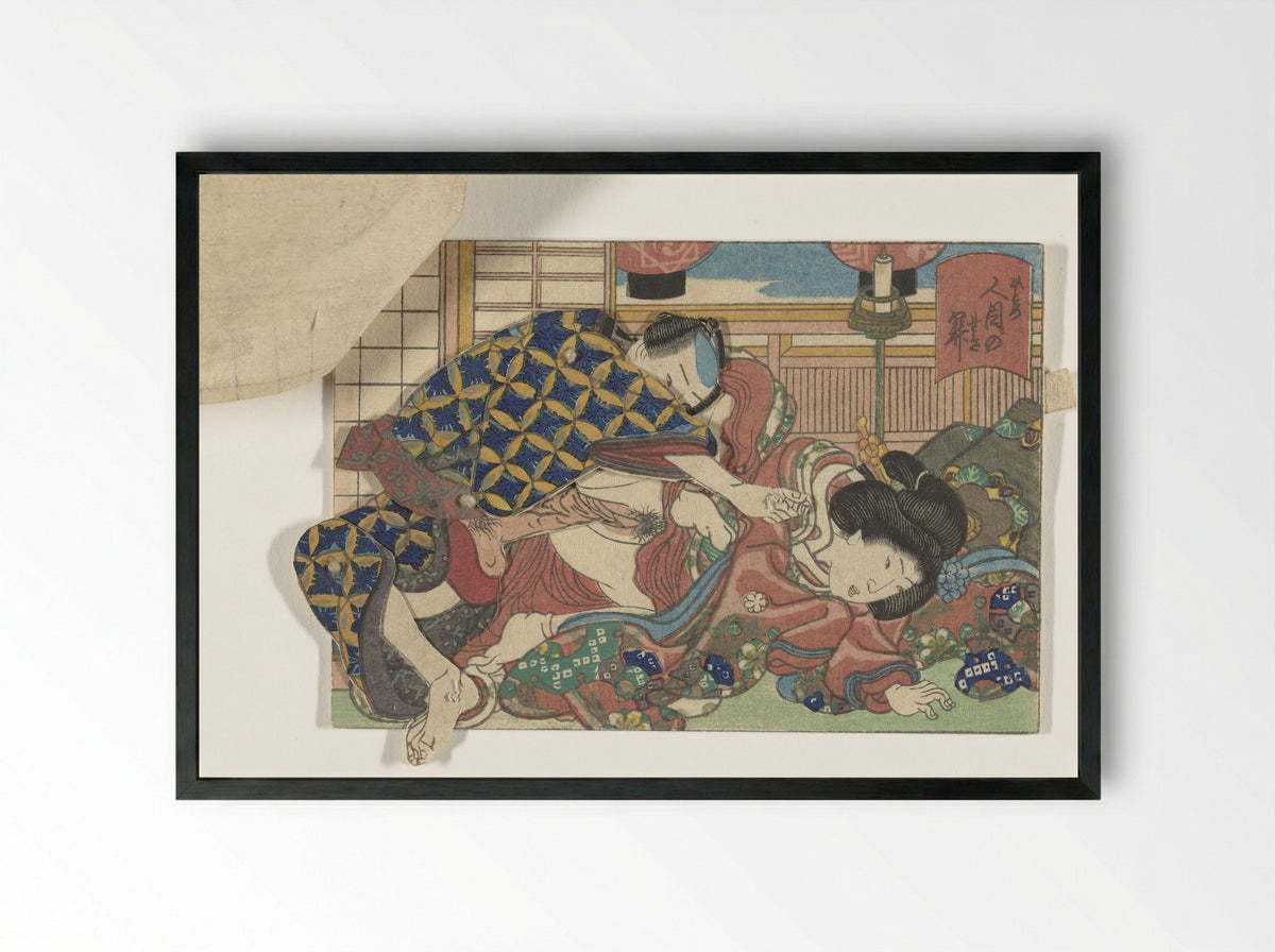 Untitled (Movable Erotic Print) - Utagawa Kunisada (I) - Framed Print Black