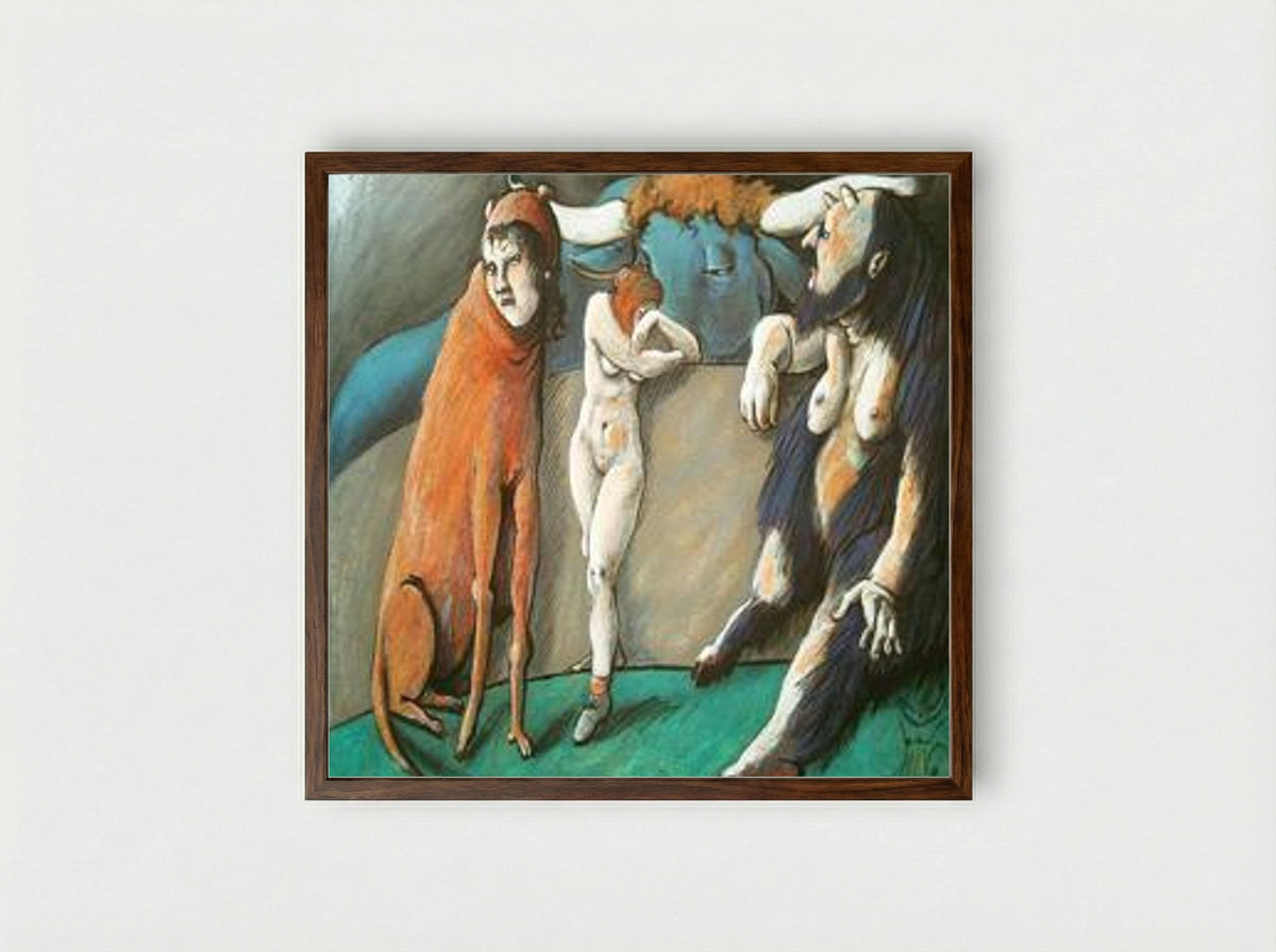 Untitled (Mythological Figures) - Benjamin Cañas - Framed Print Dark Wood