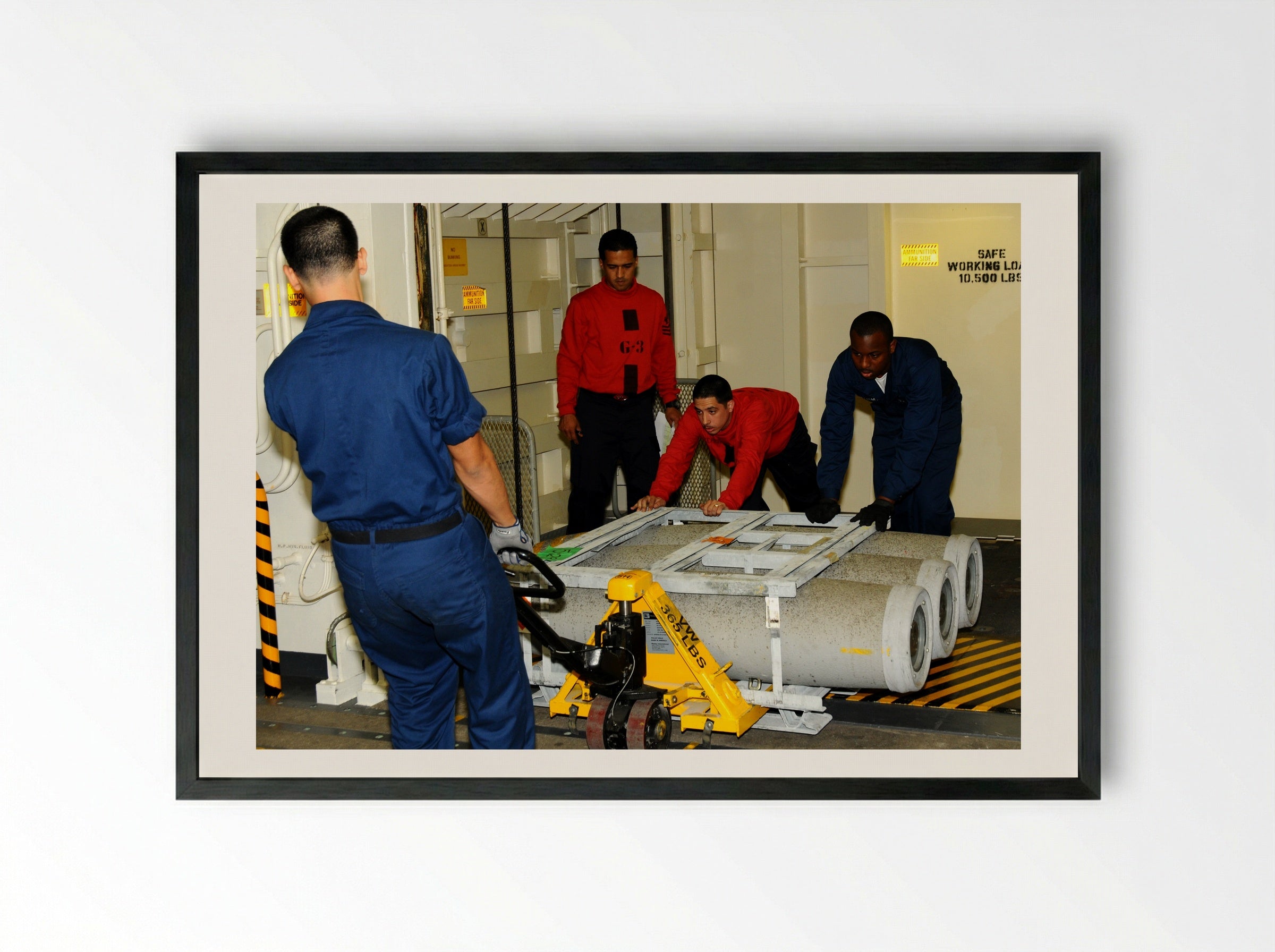 Untitled (Naval Personnel Moving Ordnance) - Fine Art Print - Framed Print Black