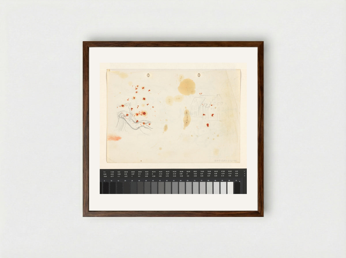Untitled (Nude Figure and Building Facade) - Willem Westbroek - Framed Print Dark Wood