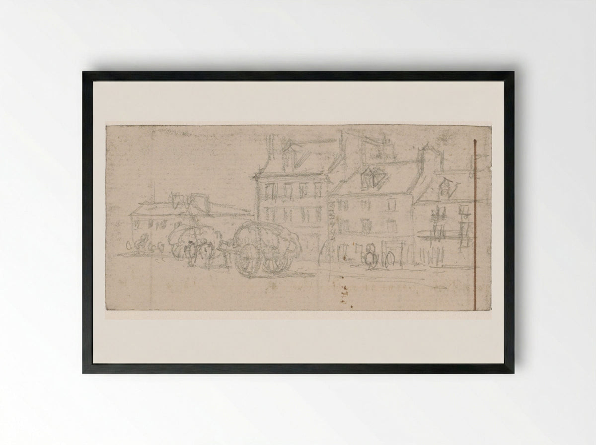 Untitled (Parisian Street with Wagons) - Georges Michel - Framed Print Black