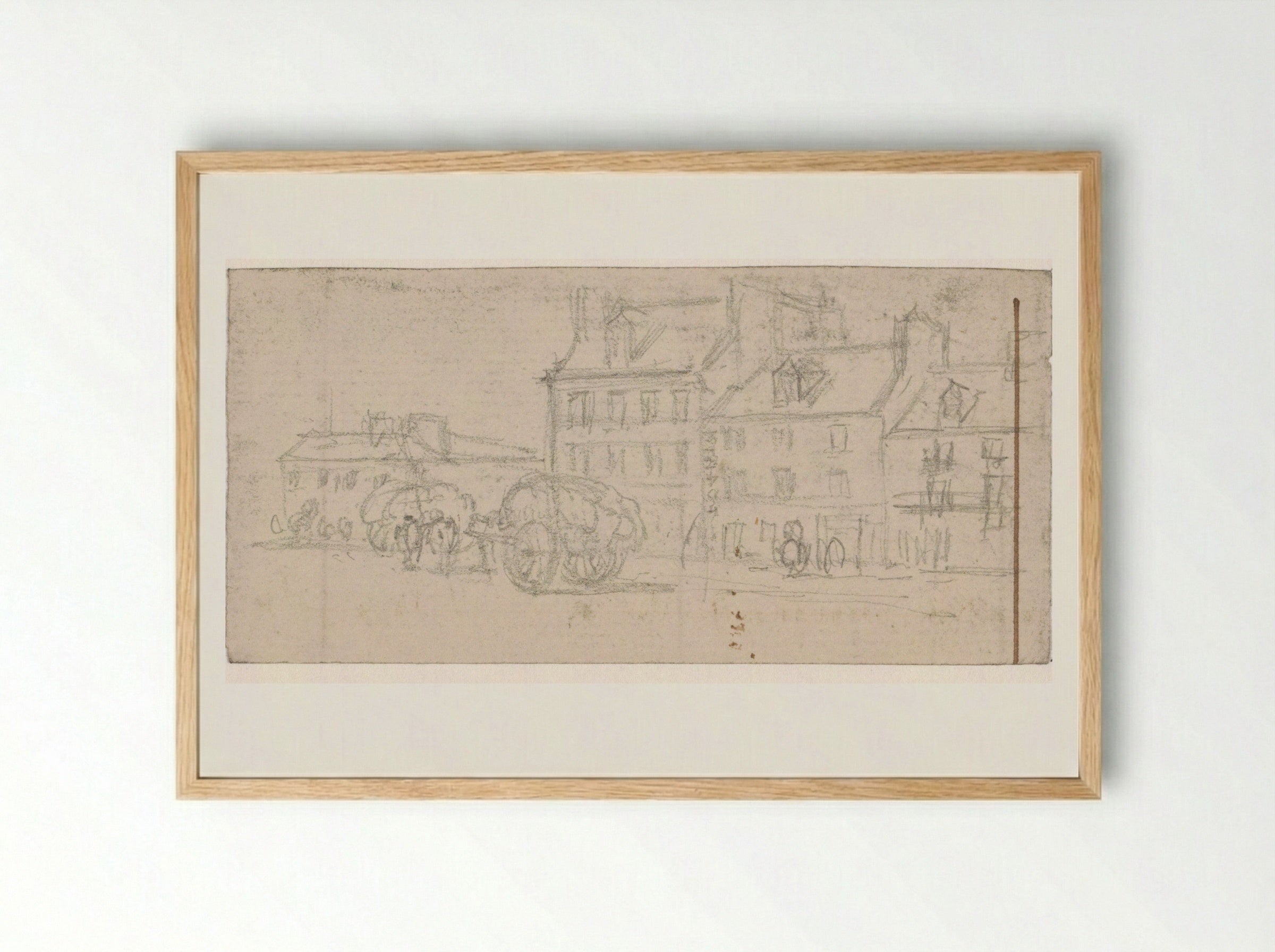 Untitled (Parisian Street with Wagons) - Georges Michel - Framed Print Wood