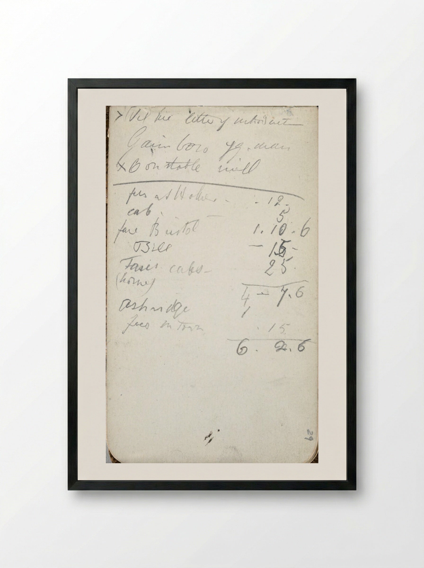 Untitled (Personal Ledger and Notes) - Frederic Leighton - Framed Print Black