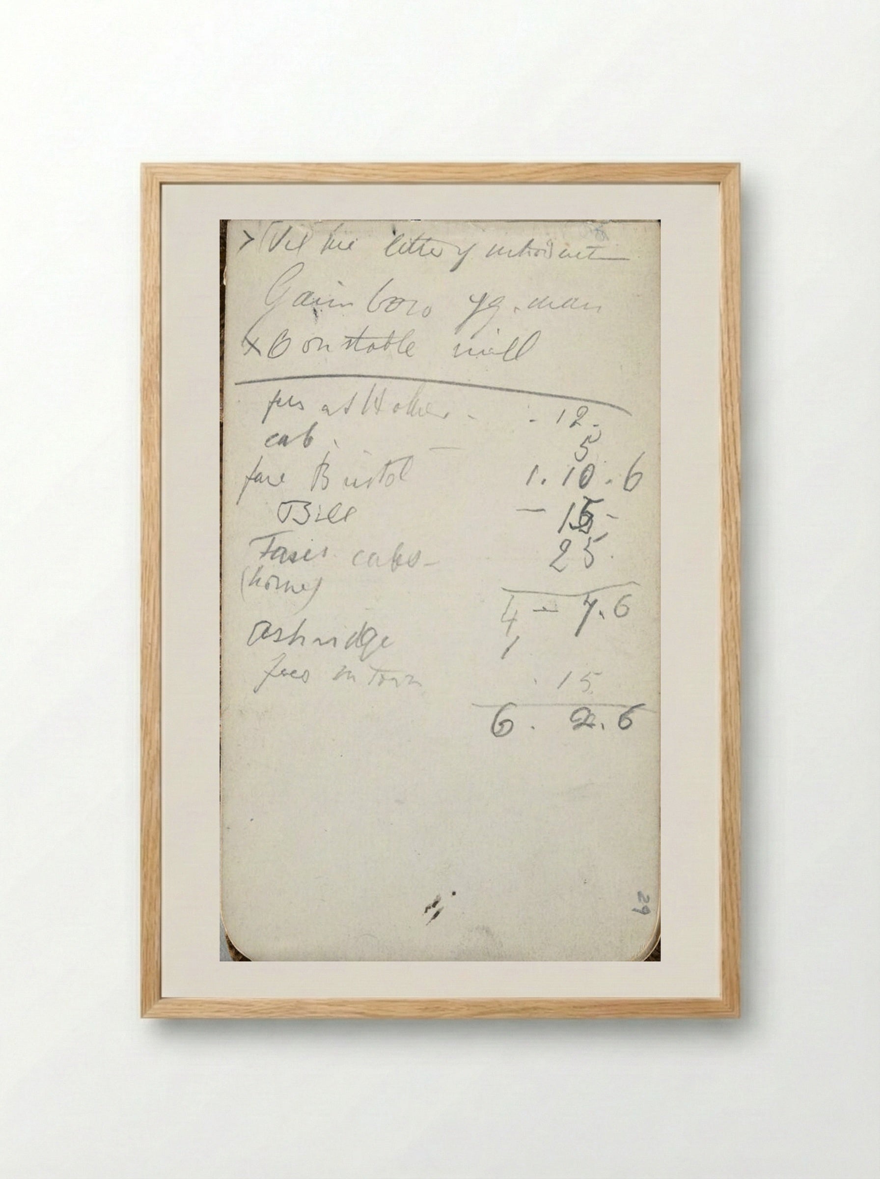 Untitled (Personal Ledger and Notes) - Frederic Leighton - Framed Print Wood
