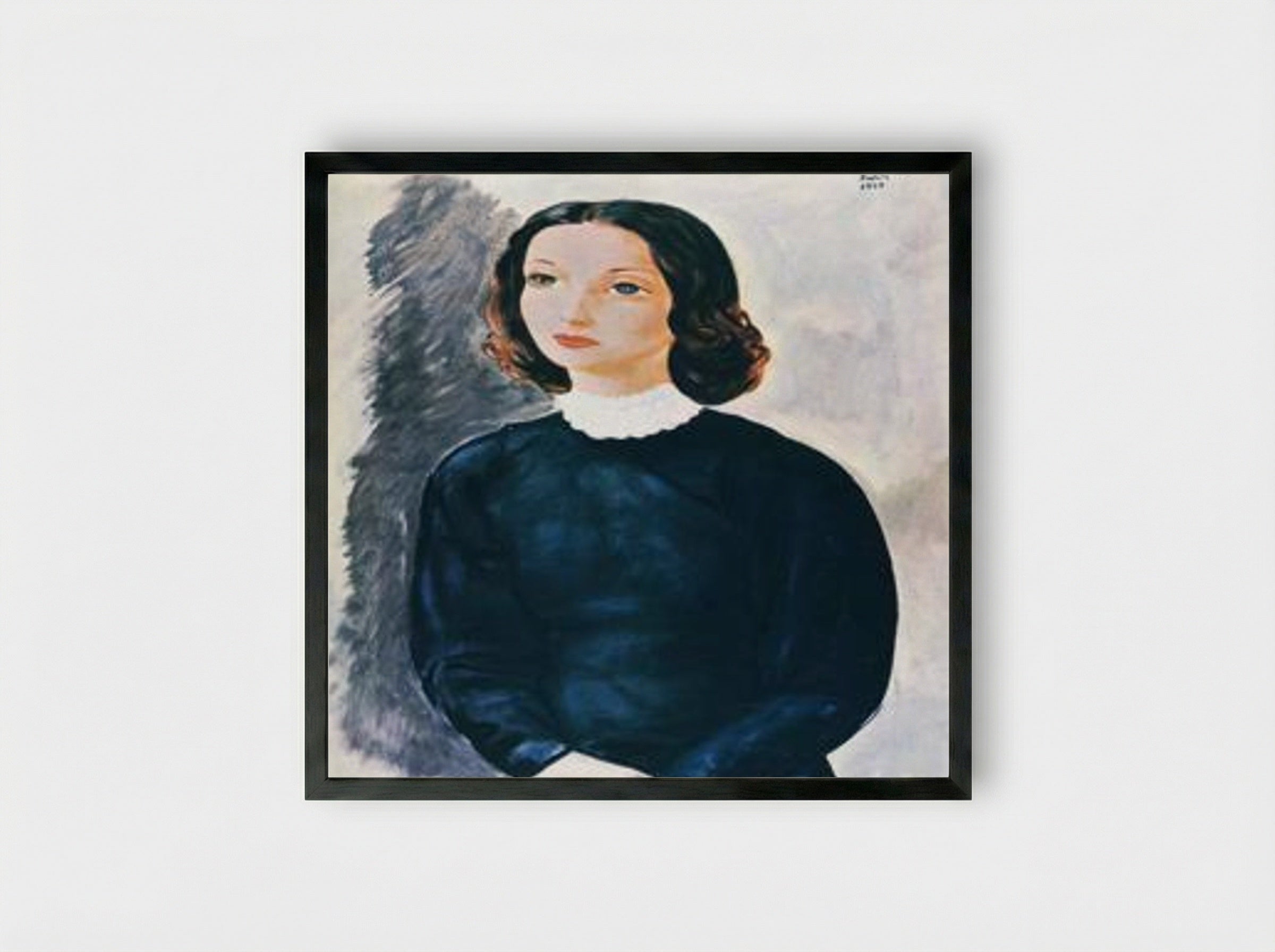 Untitled (Portrait of a Young Woman) - Moïse Kisling - Framed Print Black