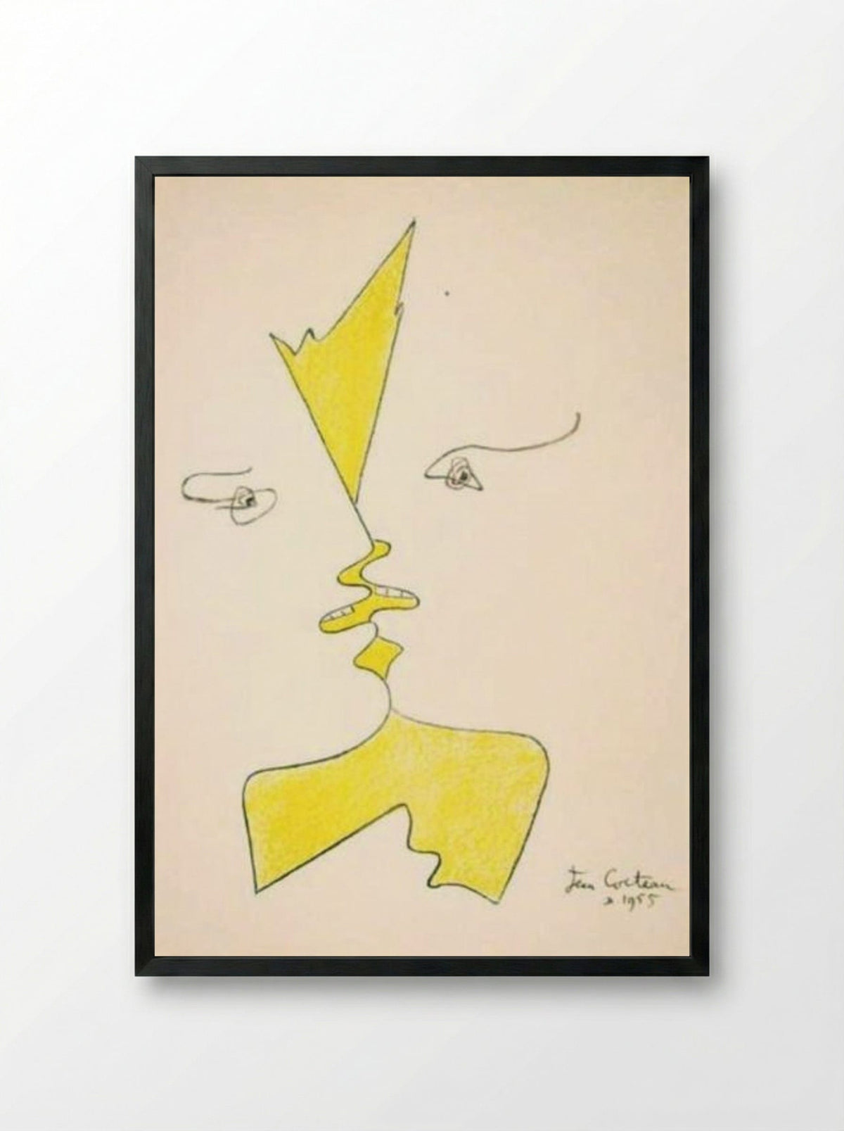 Untitled (Profile Faces) - Jean Cocteau - Framed Print Black