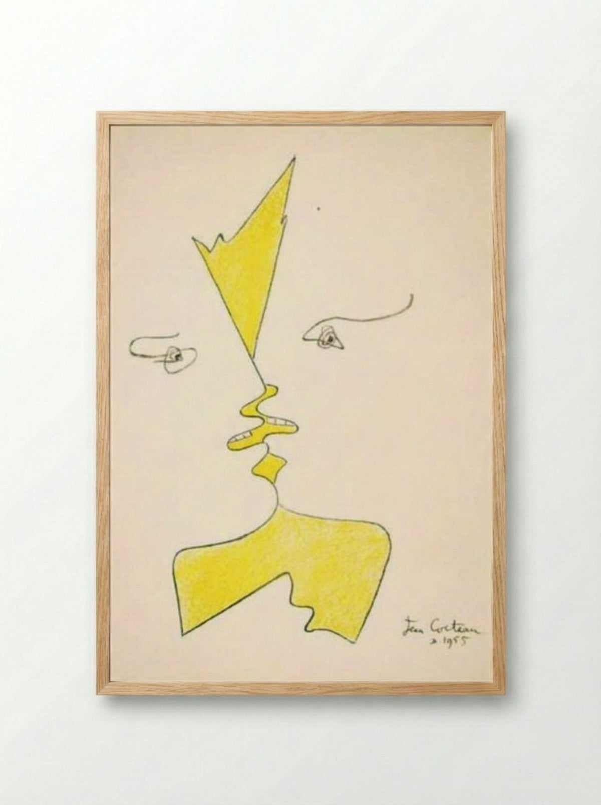 Untitled (Profile Faces) - Jean Cocteau - Framed Print Wood