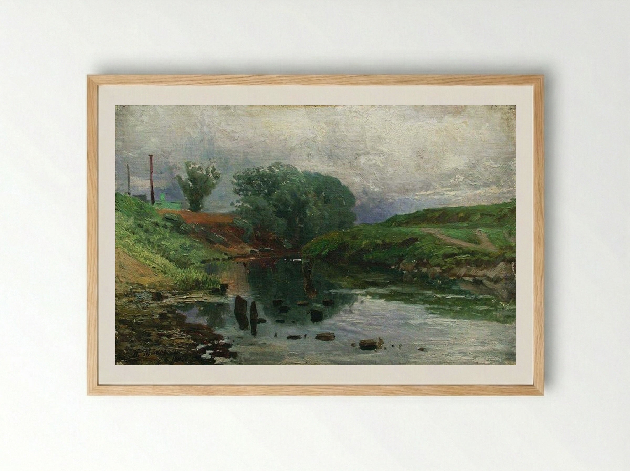 Untitled (Riverbank Scene) - Konstantin Makovsky - Framed Print Wood