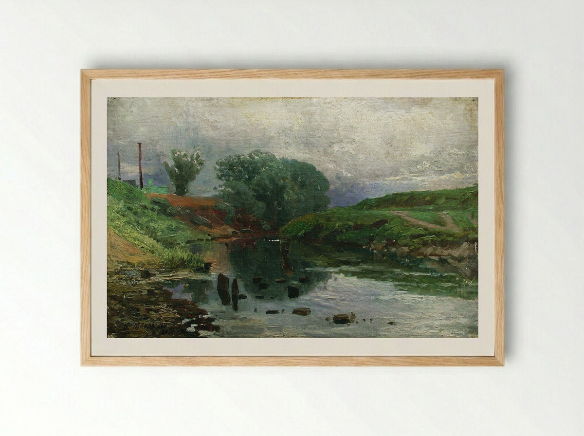 Untitled (Riverbank Scene) - Konstantin Makovsky - Framed Print Wood