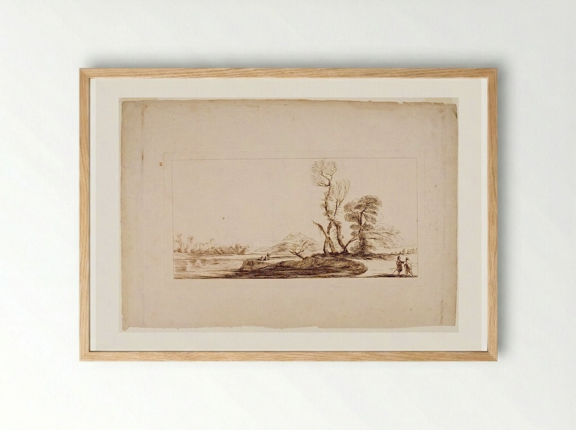 Untitled (Riverbank with Figures) - Francesco Bartolozzi - Framed Print Wood