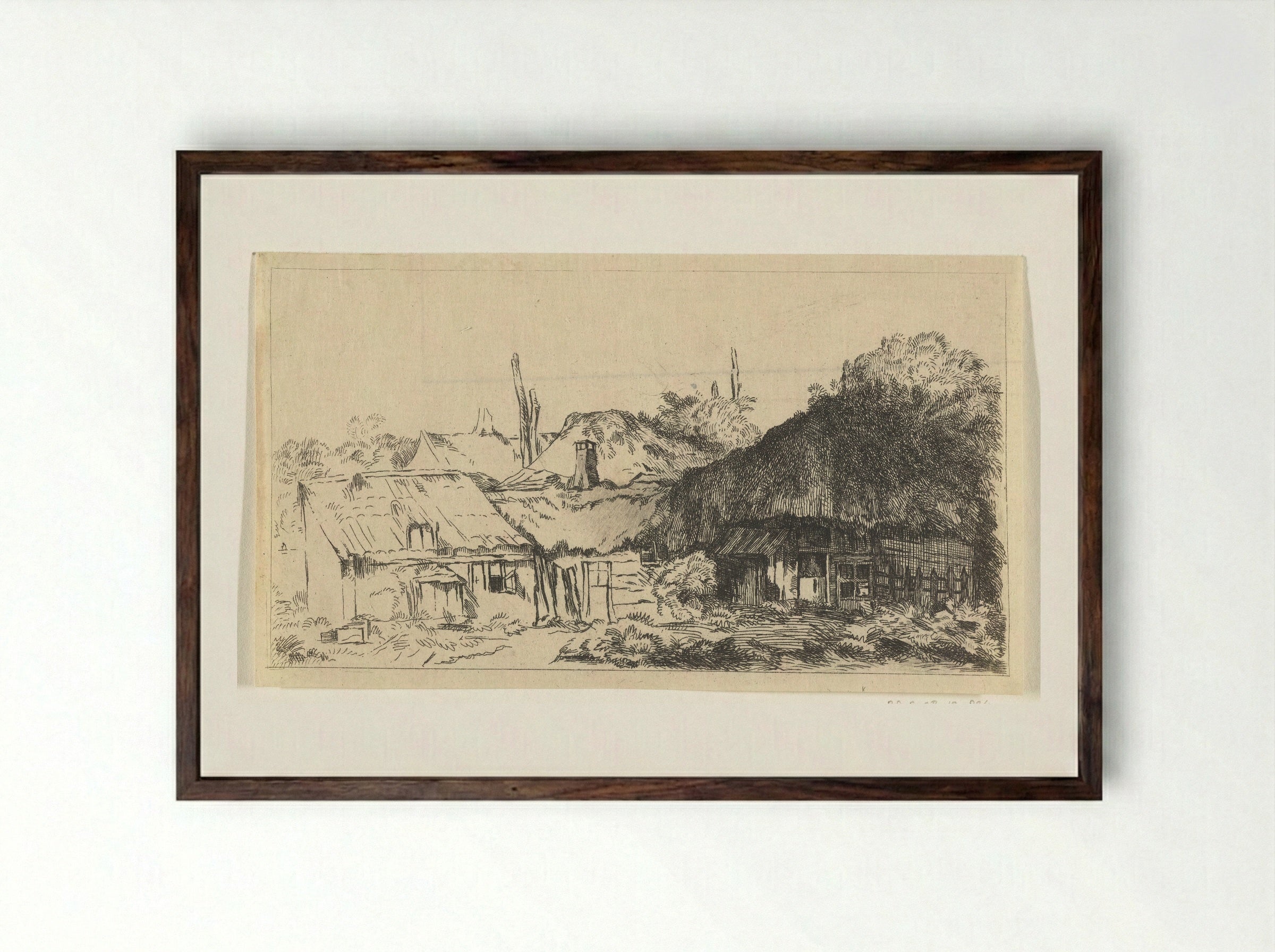 Untitled (Rural Farmstead) - Henry Louis Basan - Framed Print Dark Wood