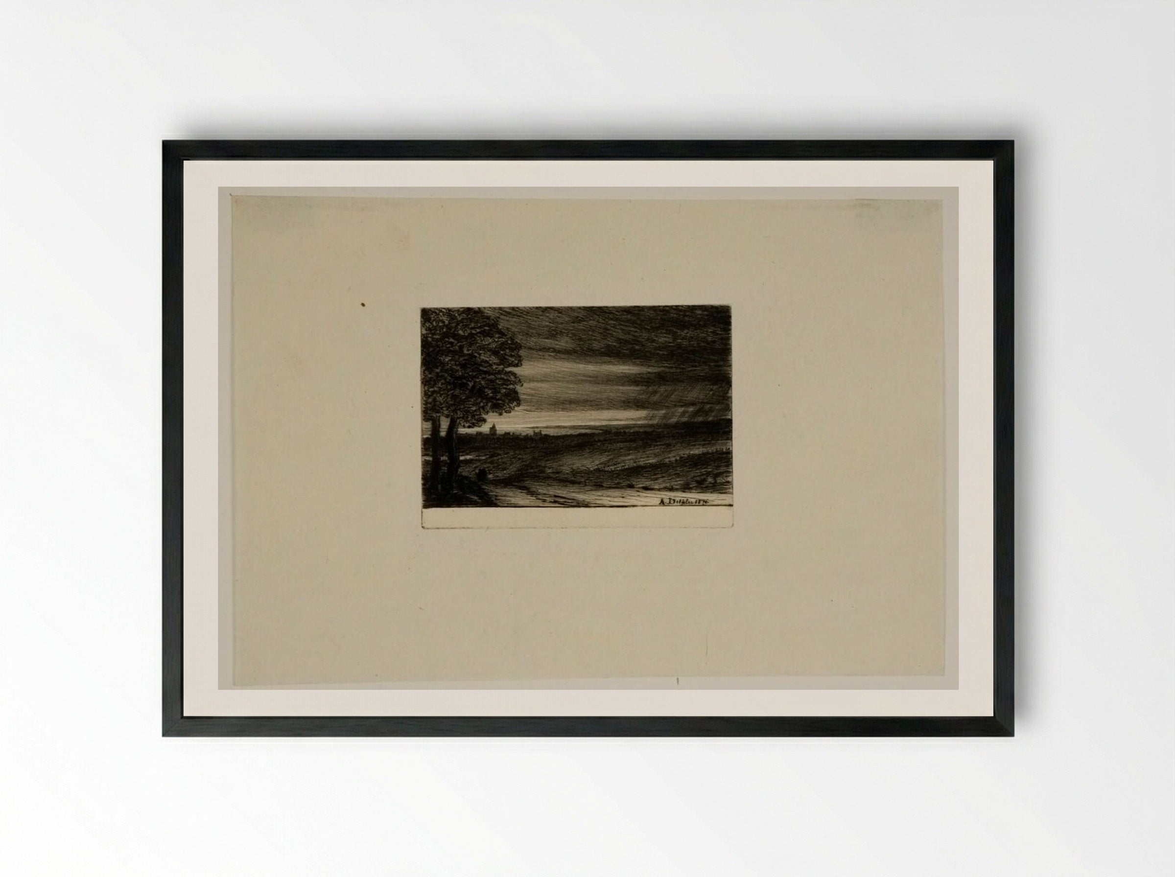Untitled (Rural Scene, Etching) - Auguste Delâtre - Framed Print Black