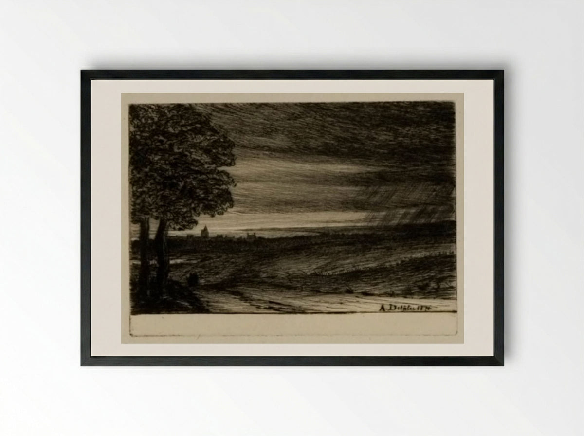 Untitled (Rural Scene, Etching) - Auguste Delâtre - Framed Print Black