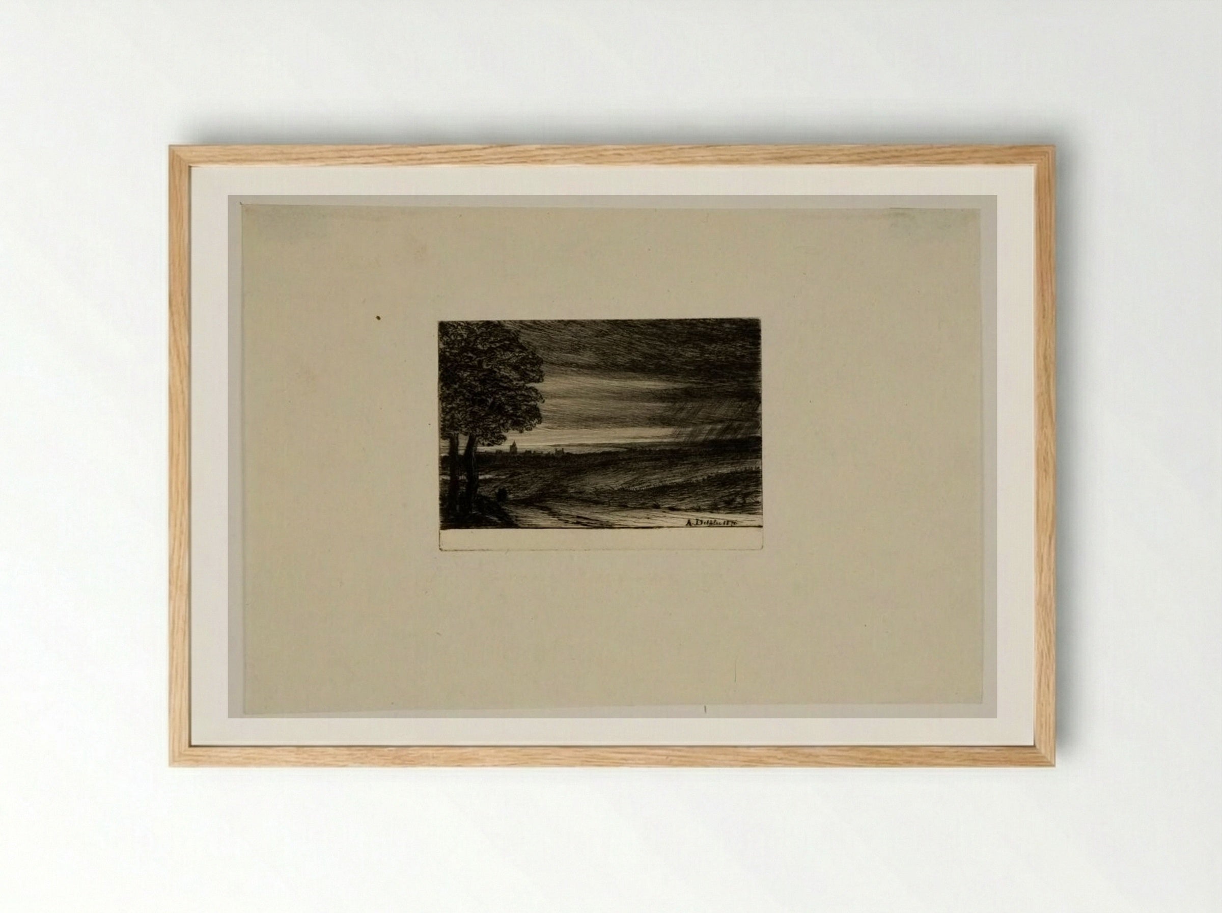 Untitled (Rural Scene, Etching) - Auguste Delâtre - Framed Print Wood