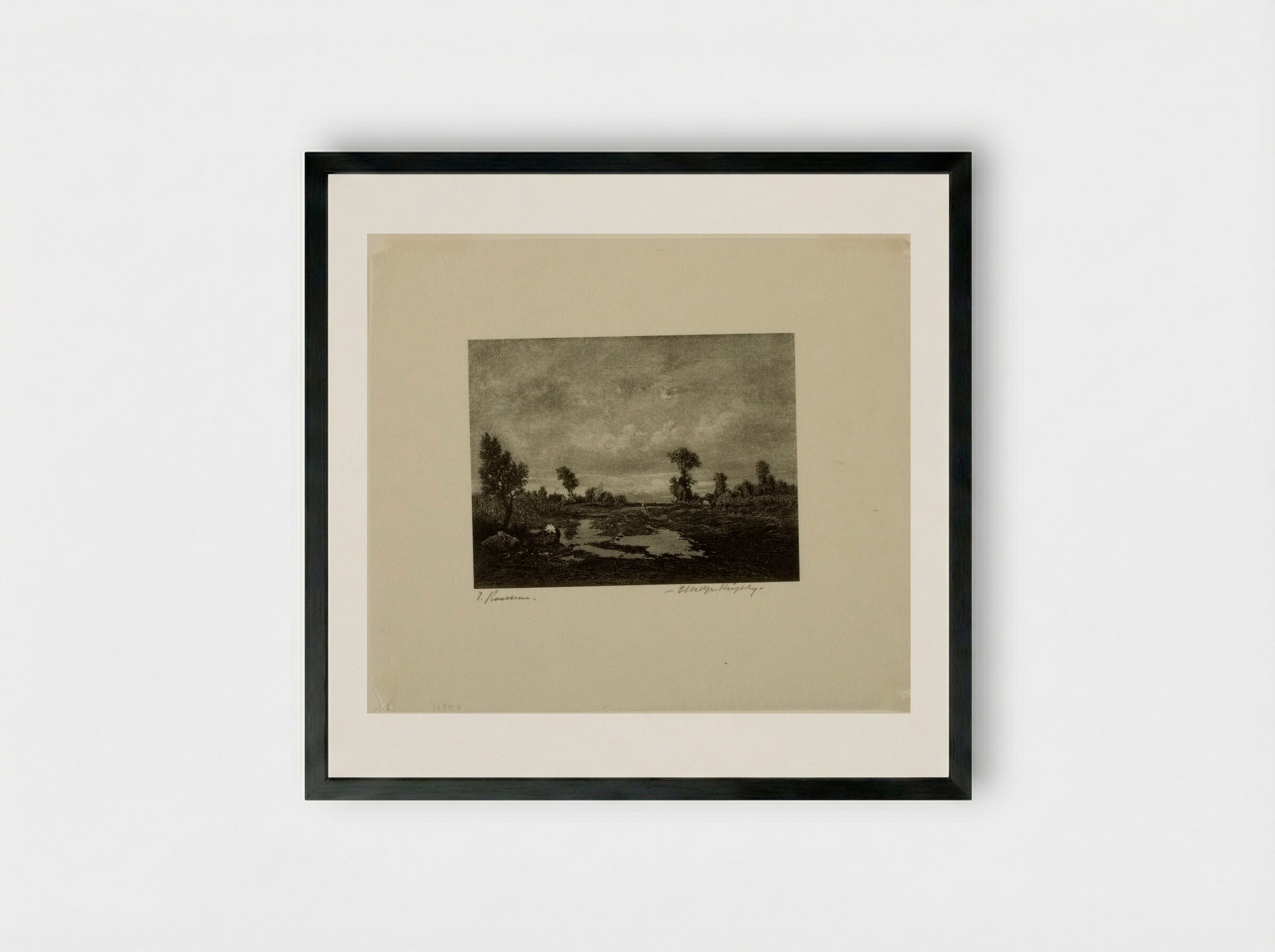 Untitled (Rural Scene after Théodore Rousseau) - Elbridge Kingsley - Framed Print Black