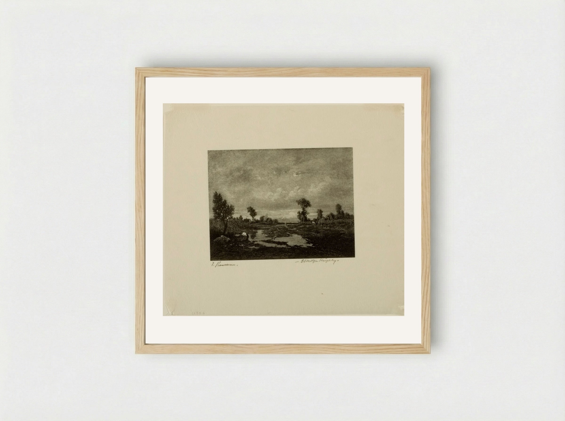 Untitled (Rural Scene after Théodore Rousseau) - Elbridge Kingsley - Framed Print Wood