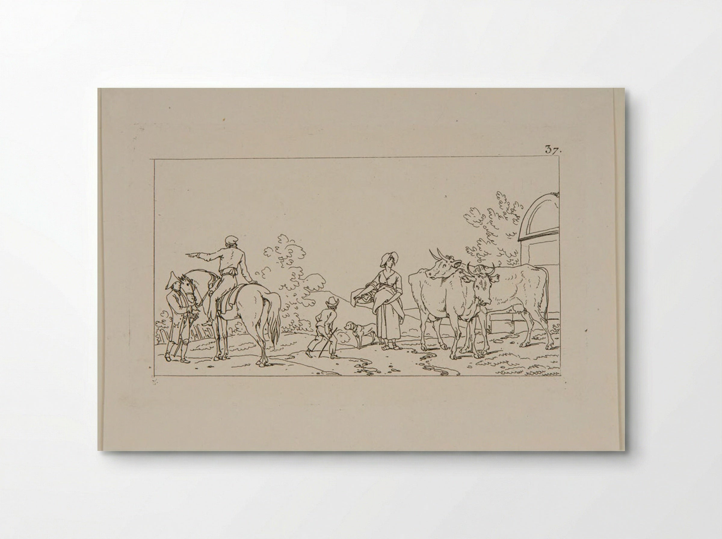 Untitled (Rural Scene with Cattle and Horseman) - Jacques-Francois-Joseph Swebach - Poster