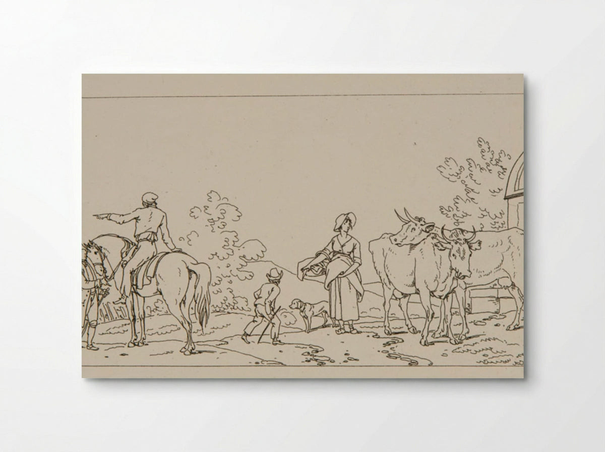 Untitled (Rural Scene with Cattle and Horseman) - Jacques-Francois-Joseph Swebach - Poster