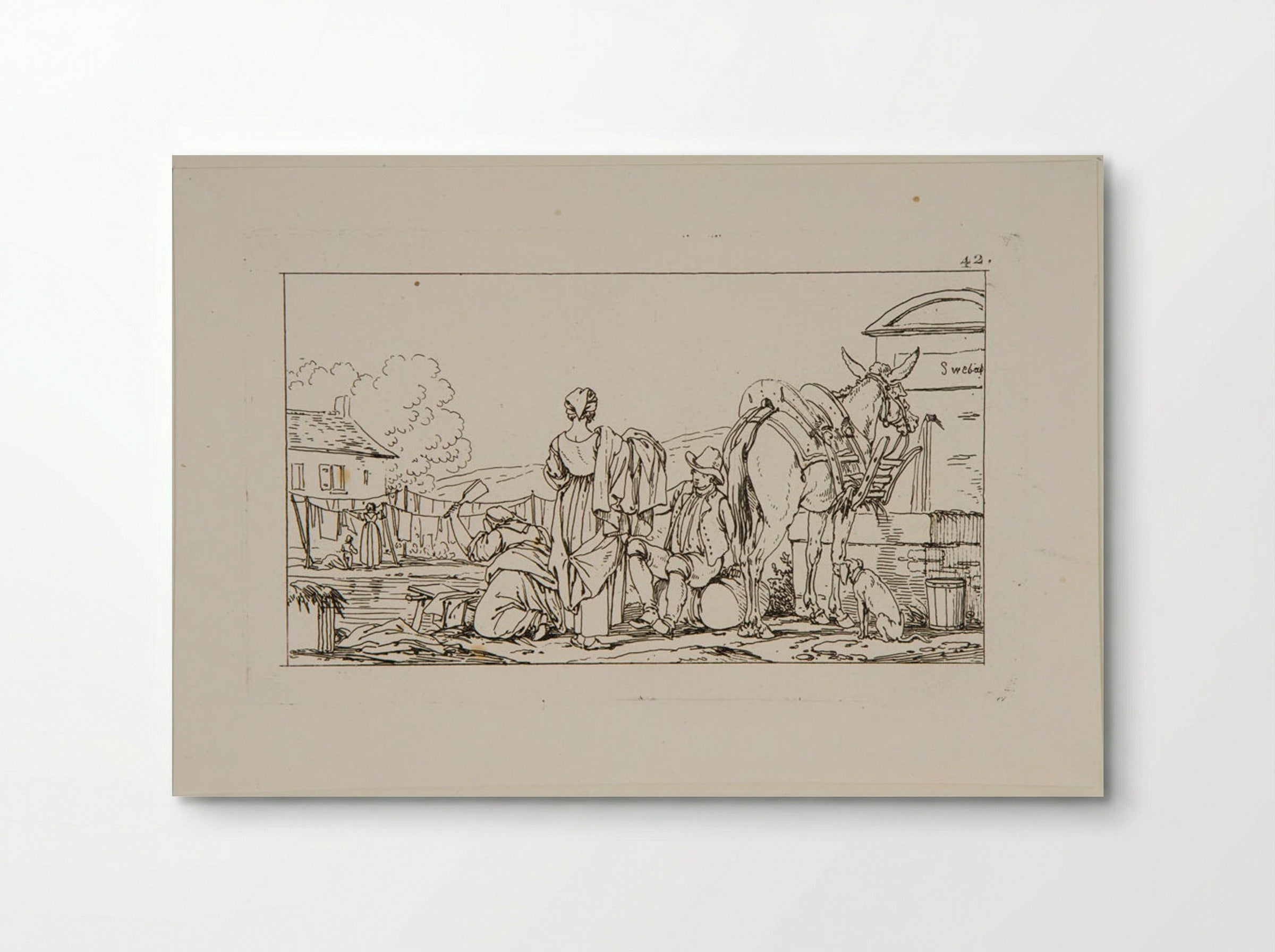 Untitled (Rural Scene with Figures and Donkey) - Jacques-Francois-Joseph Swebach - Poster