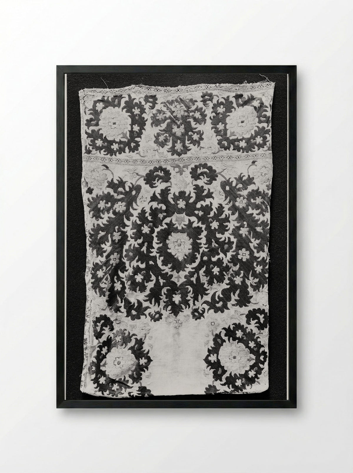 Untitled (Scarf End, Textile Design) - Fine Art Print - Framed Print Black