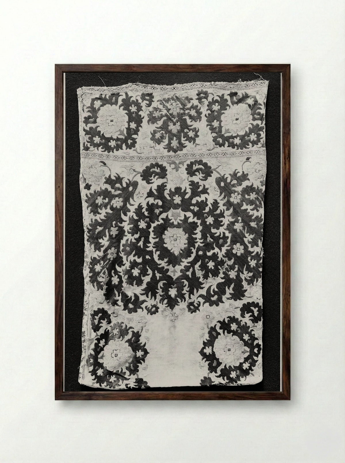 Untitled (Scarf End, Textile Design) - Fine Art Print - Framed Print Dark Wood