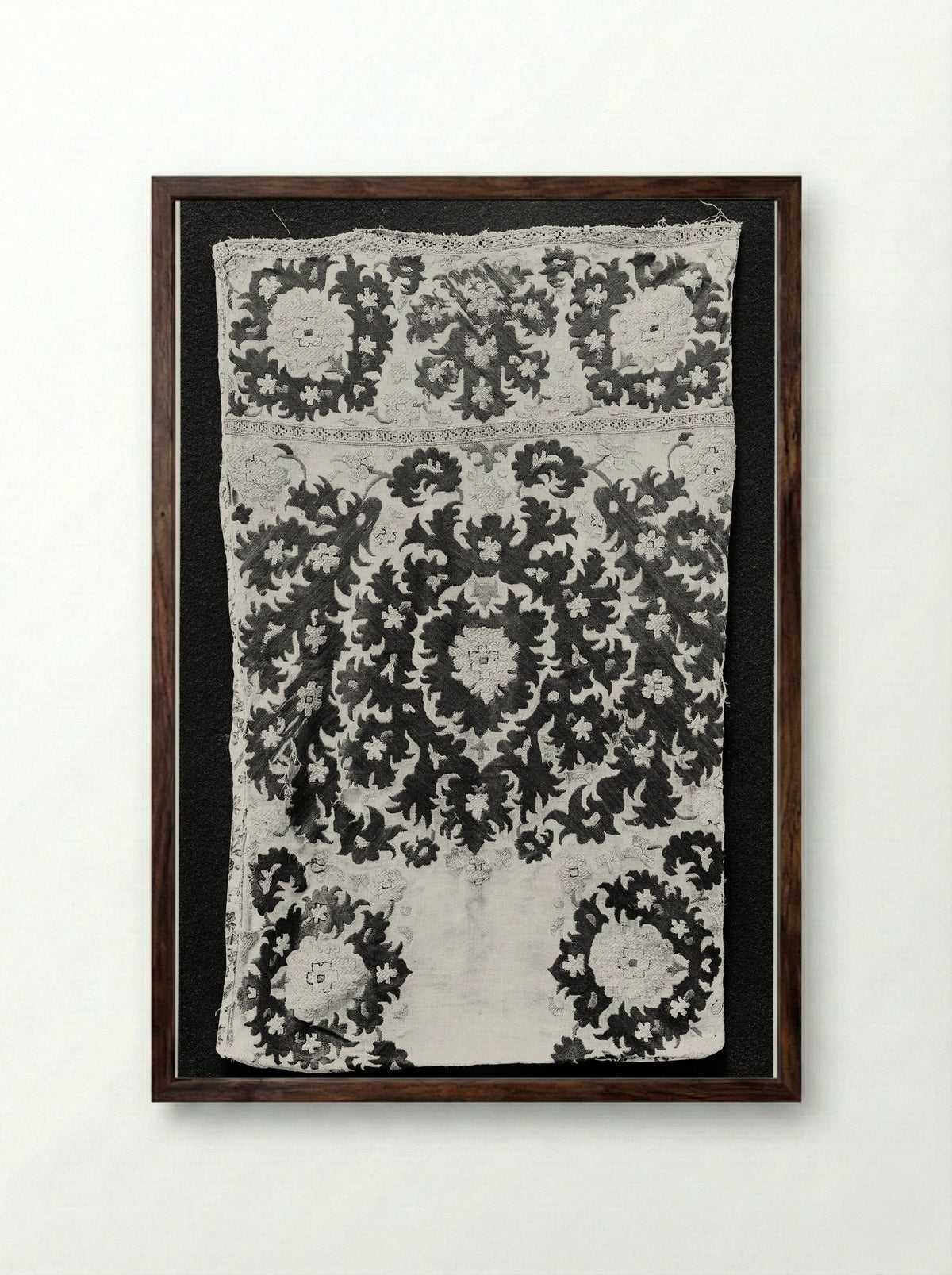 Untitled (Scarf End, Textile Design) - Fine Art Print - Framed Print Dark Wood