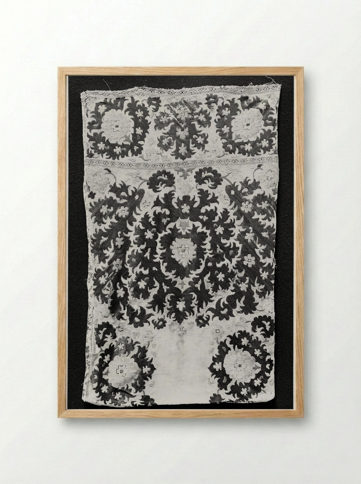 Untitled (Scarf End, Textile Design) - Fine Art Print - Framed Print Wood