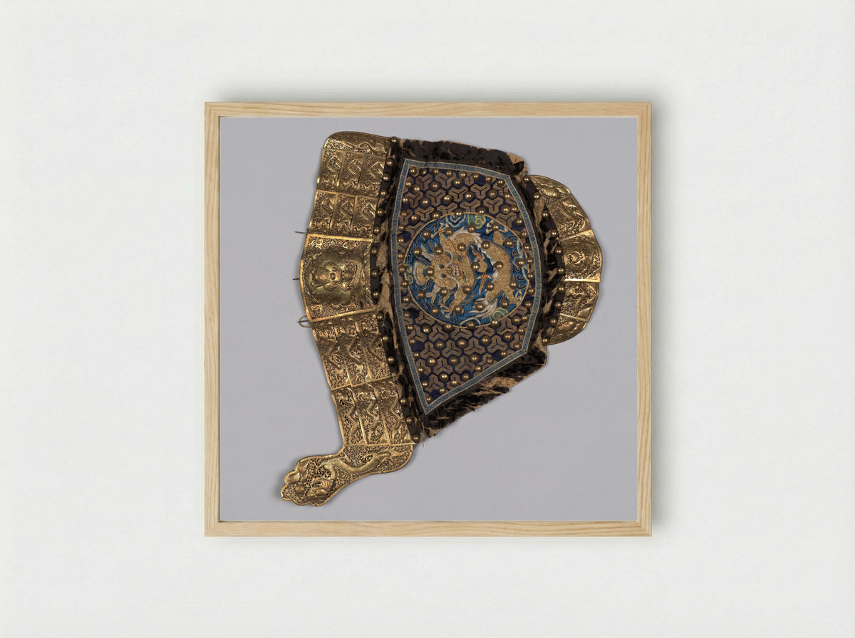Untitled (Shoulder Guard Flap, Metalwork and Textile) - Unknown Artist - Framed Print Wood