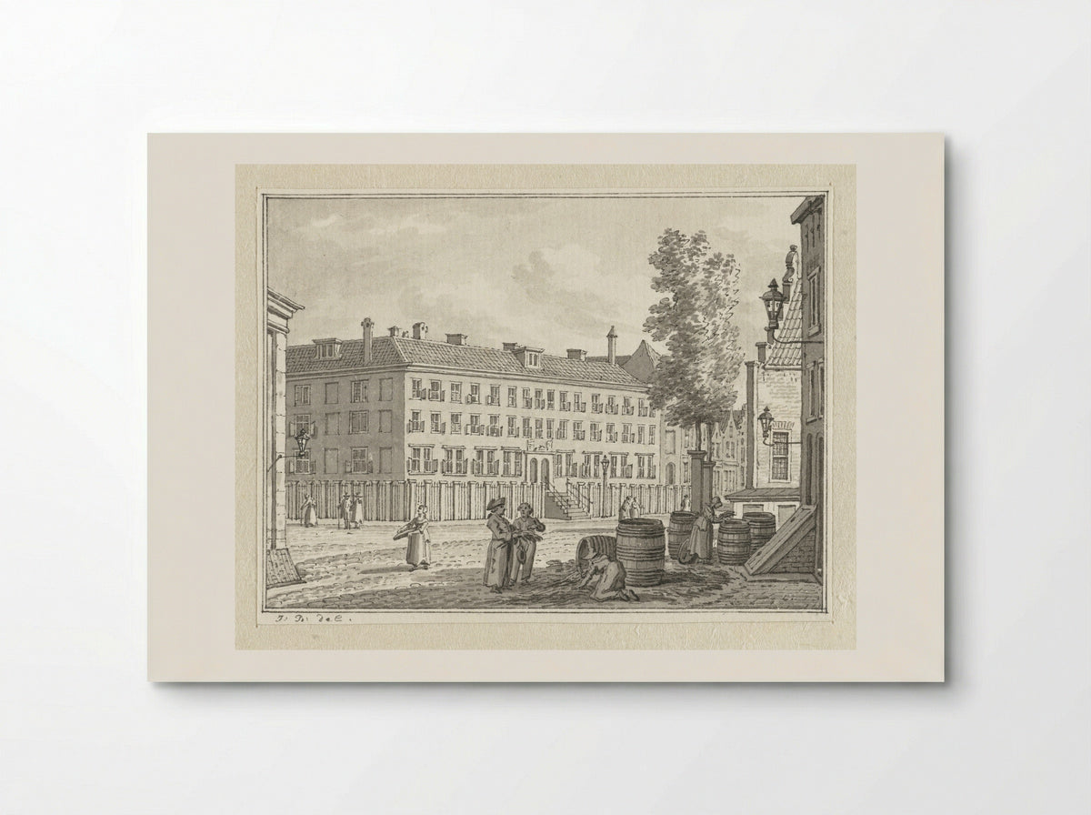 Untitled (Street Scene with Figures and Barrels) - Floris Croese - Poster