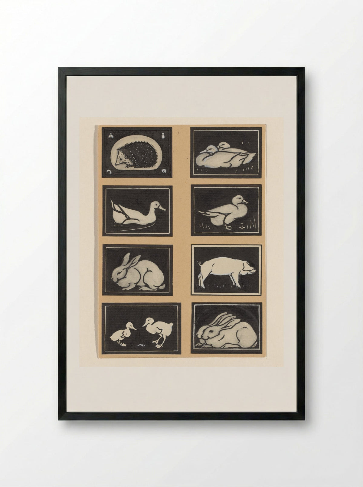 Untitled (Studies of Animals) - Julie de Graag - Framed Print Black