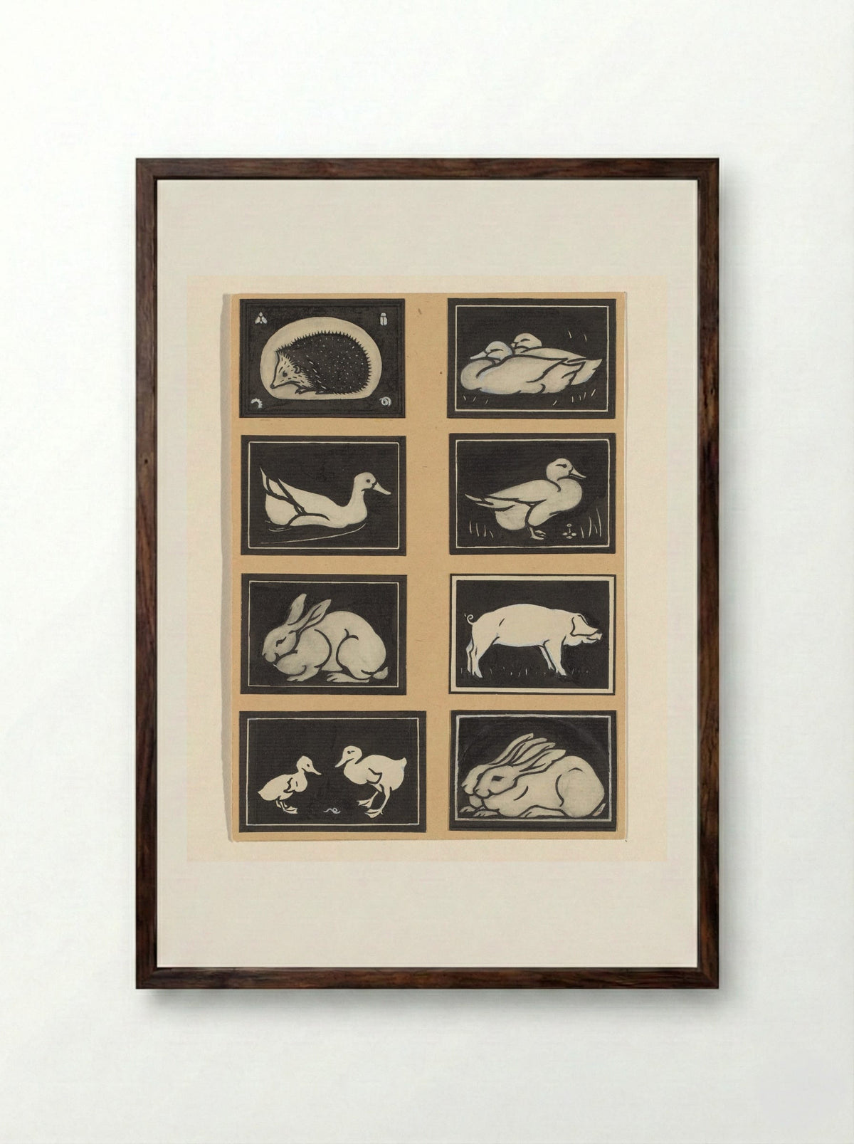 Untitled (Studies of Animals) - Julie de Graag - Framed Print Dark Wood