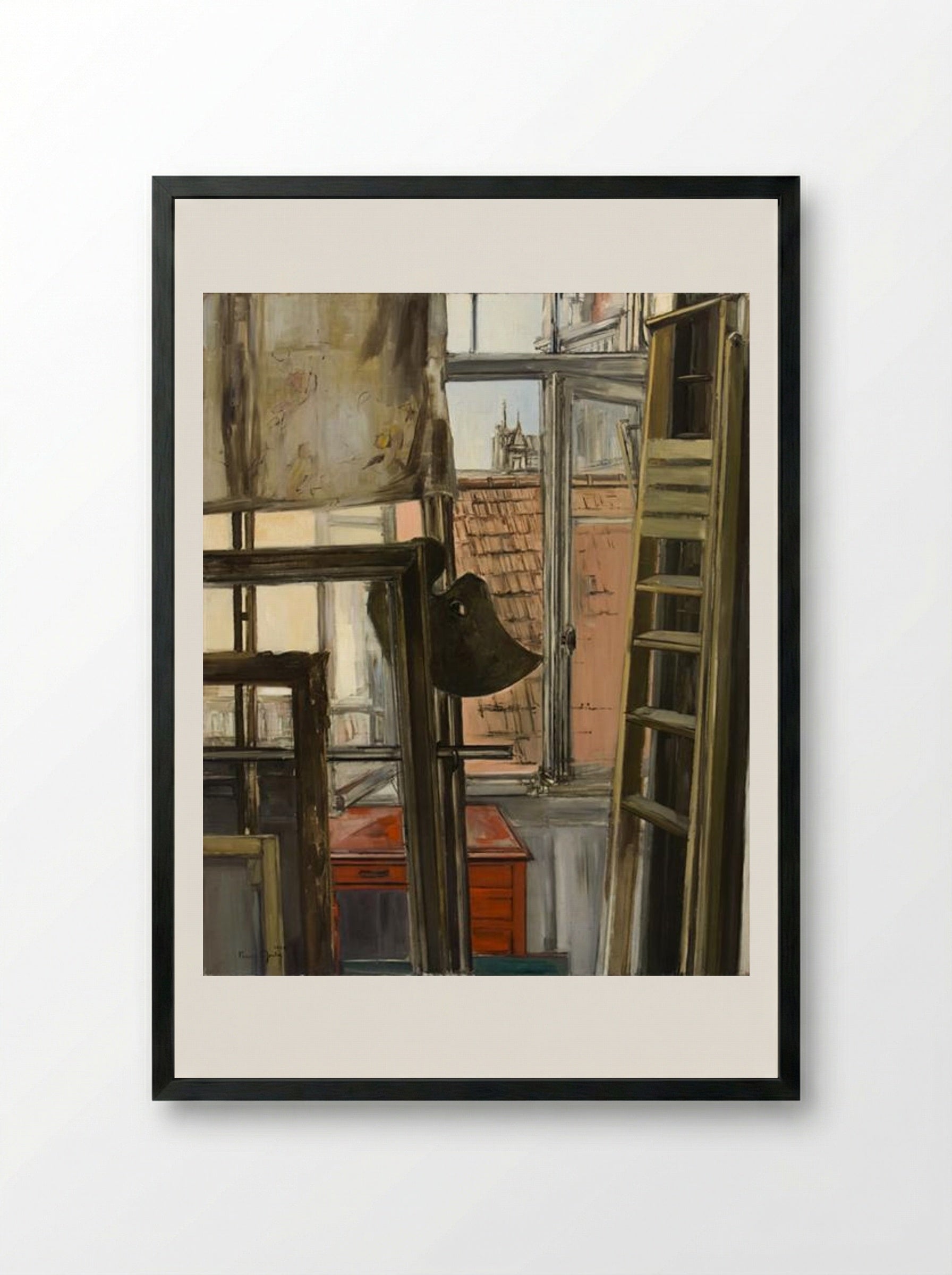 Untitled (Studio Interior with Ladder) - Francis Gruber - Framed Print Black